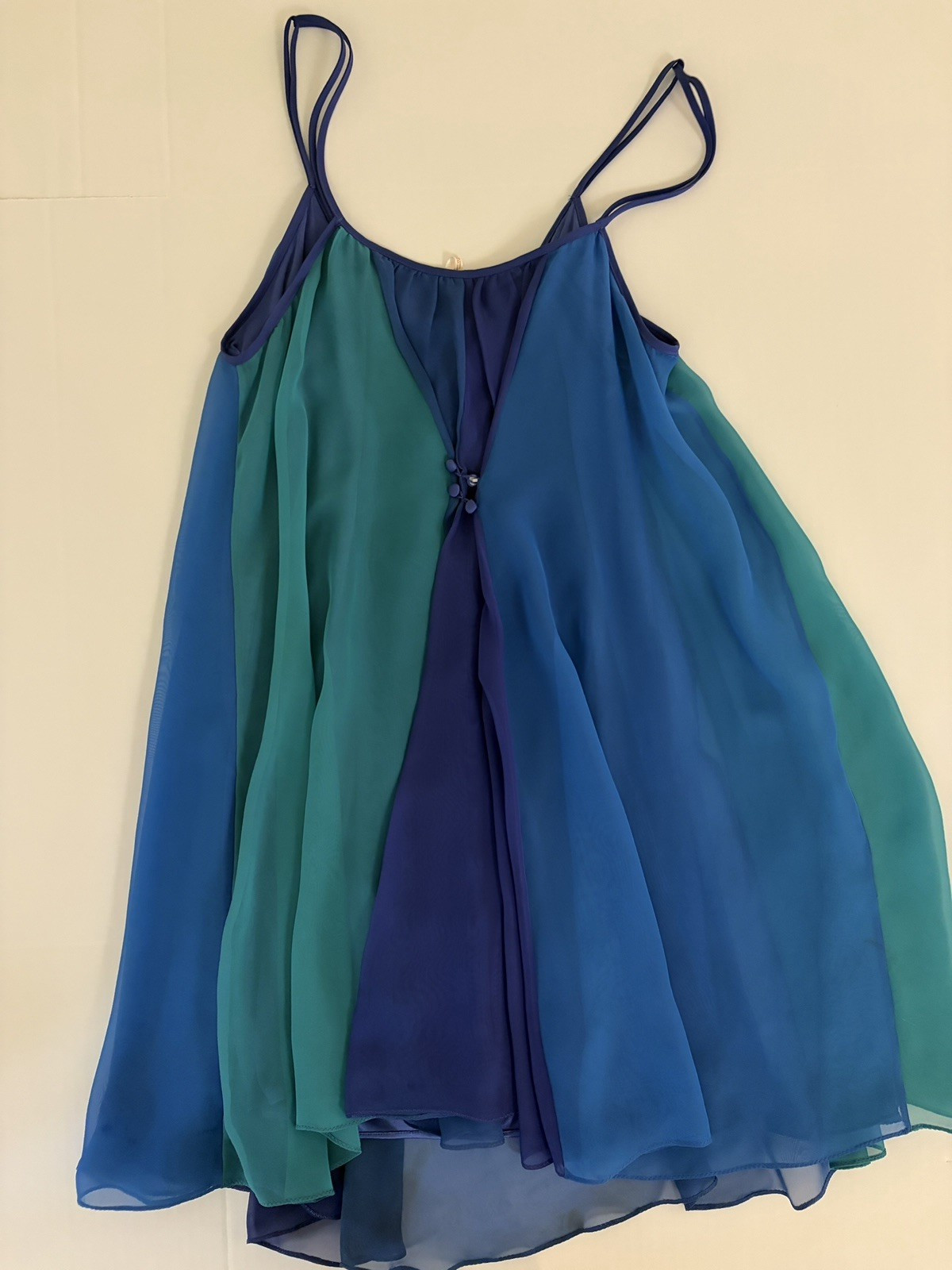 Free People Gauze Tent Dress Large Festival Dance Circus Fairy Blue Green Purple