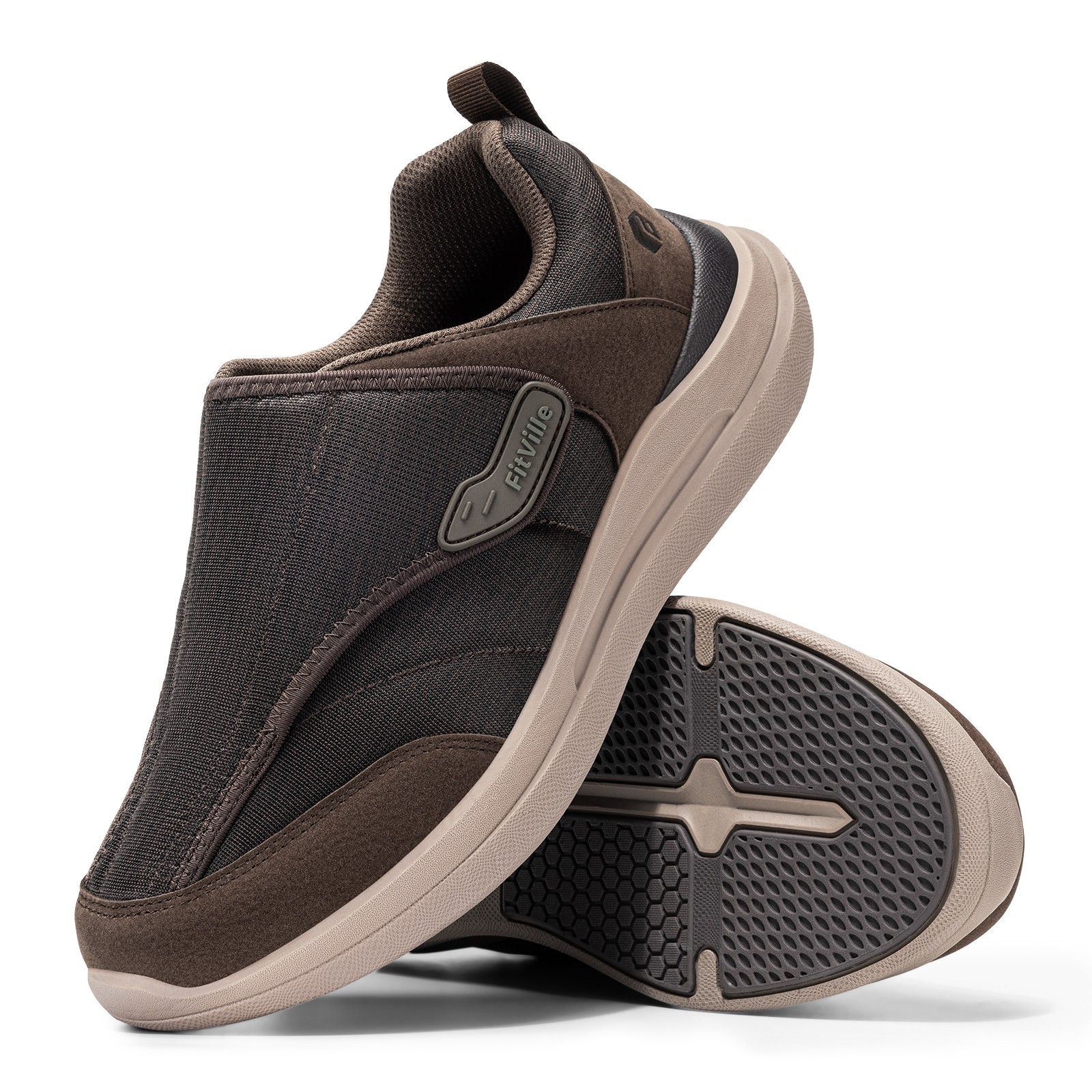 FitVille Mens Diabetic Shoes Adjustable Strap for Swollen Feet Wide Toe Box