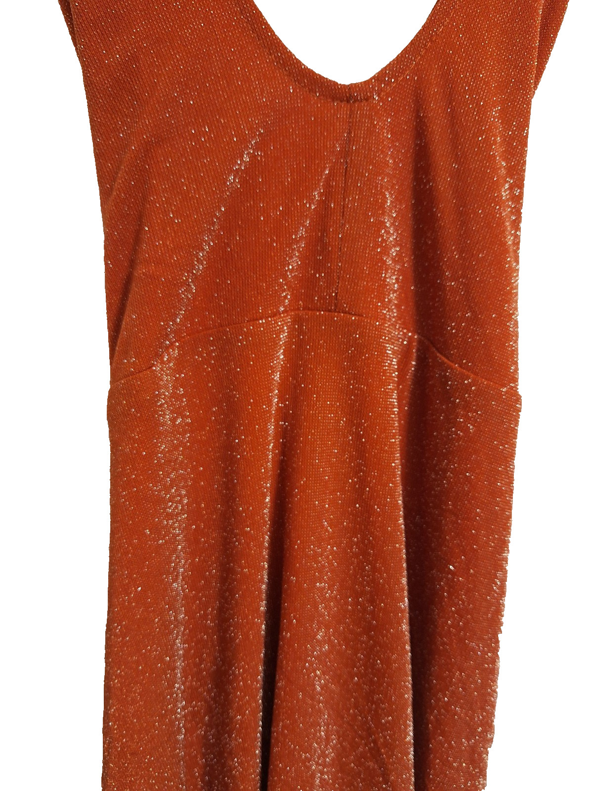 Fashion Nova Open Back Sparkly Maxi Dress, Burnt Orange, Size 2XL