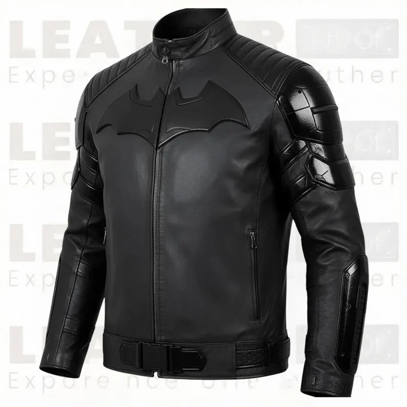 Men’s Black Leather Superhero Style Motorcycle Biker Jacket Matte Finish