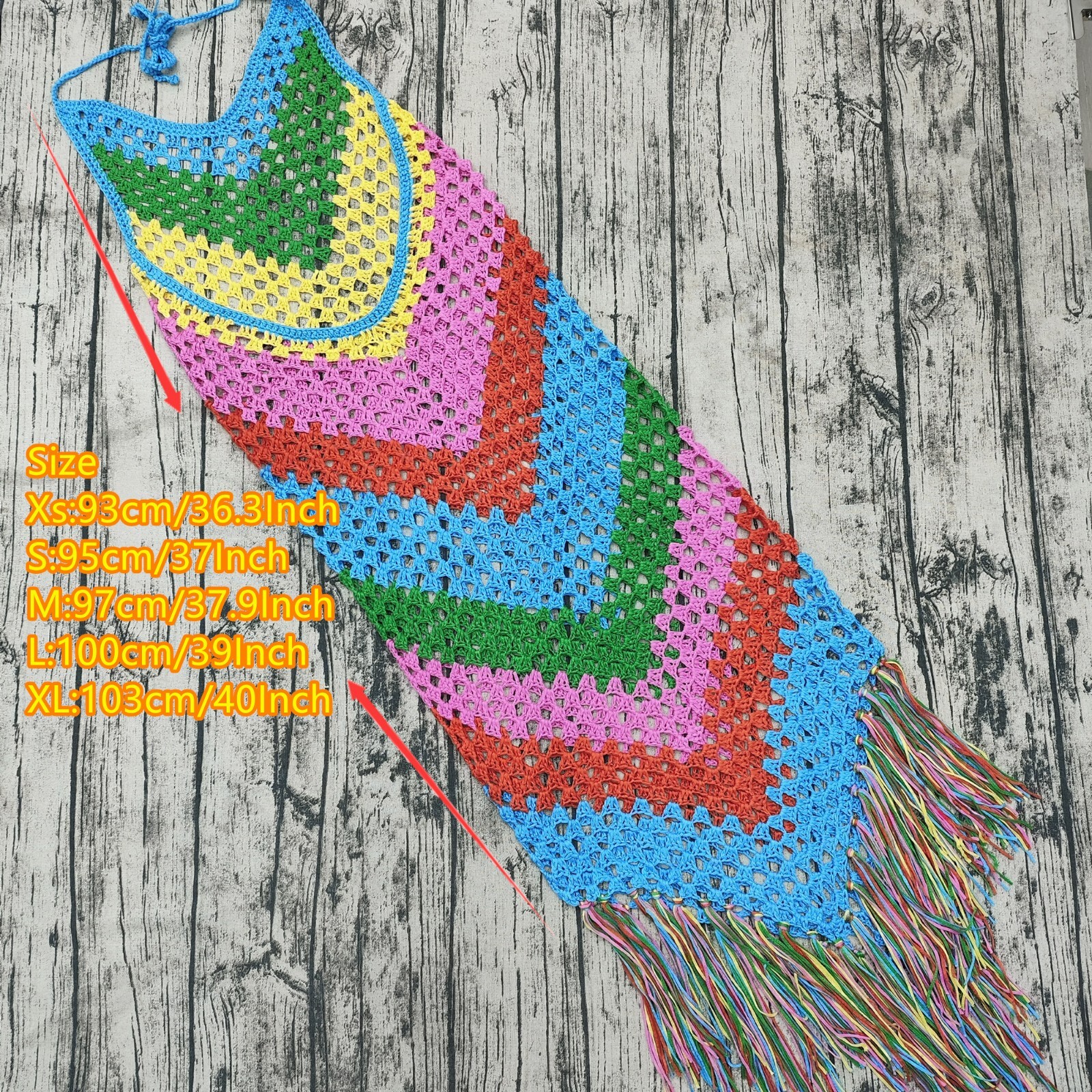 Summer Beach Backless Colorful Geometric Stripe Patchwork Handmade Woven Dress