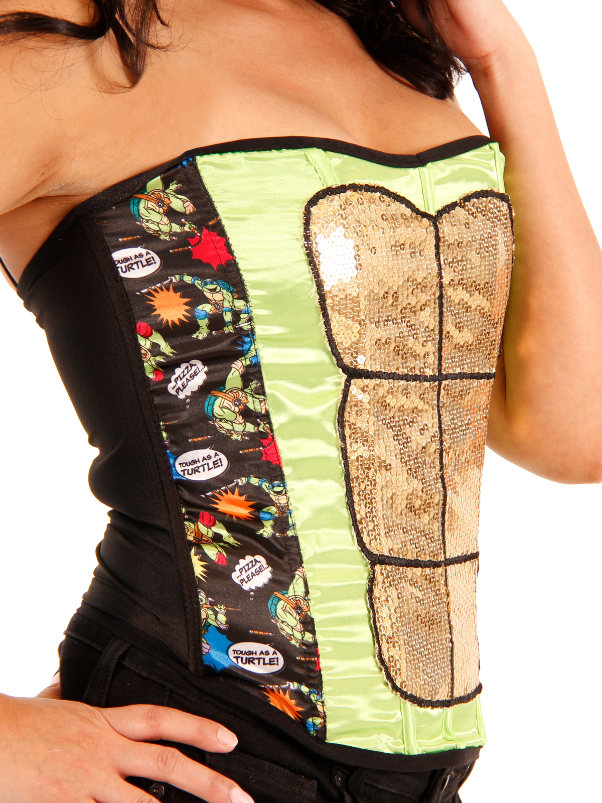 Teenage Mutant Ninja Turtles Strapless Sequin Corset Costume for Parties Cosplay