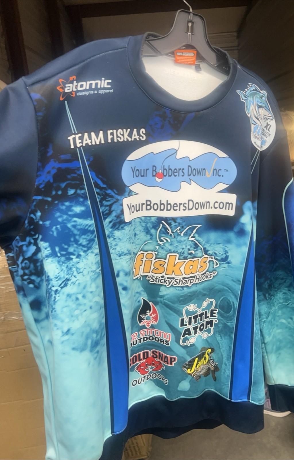 Team Fiskas Fishing Sweatshirt Bobbers Down INC Little Atomic Vintage