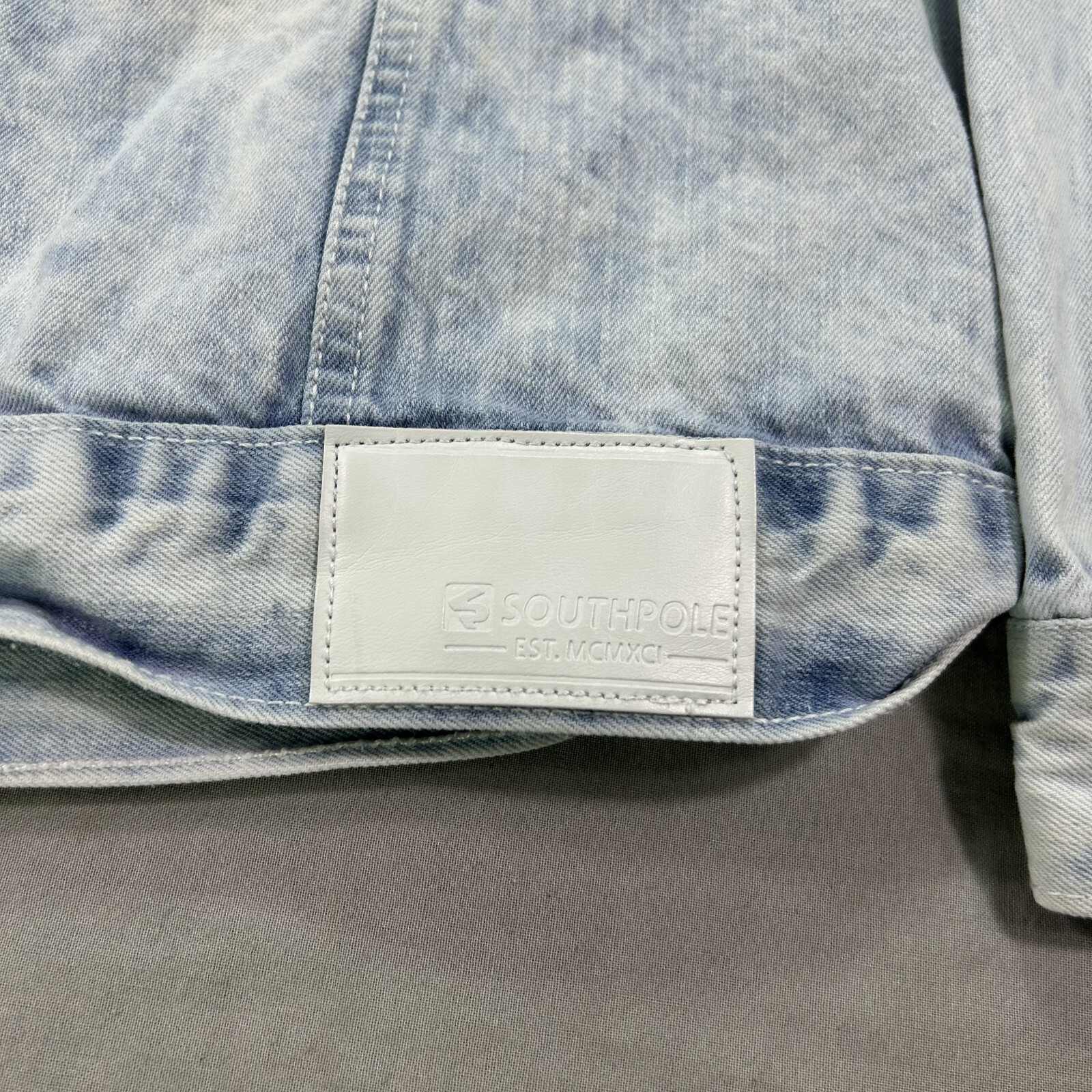 VINTAGE Southpole Denim Jacket Mens Medium Acid Wash Button Up Jean Streetwear