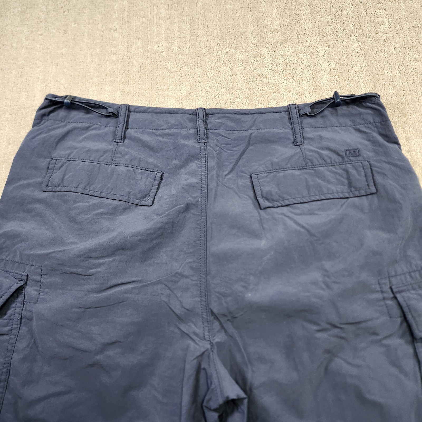 American Eagle Parachute Pants Men Large Gray Baggy Woven Y2K Stretch