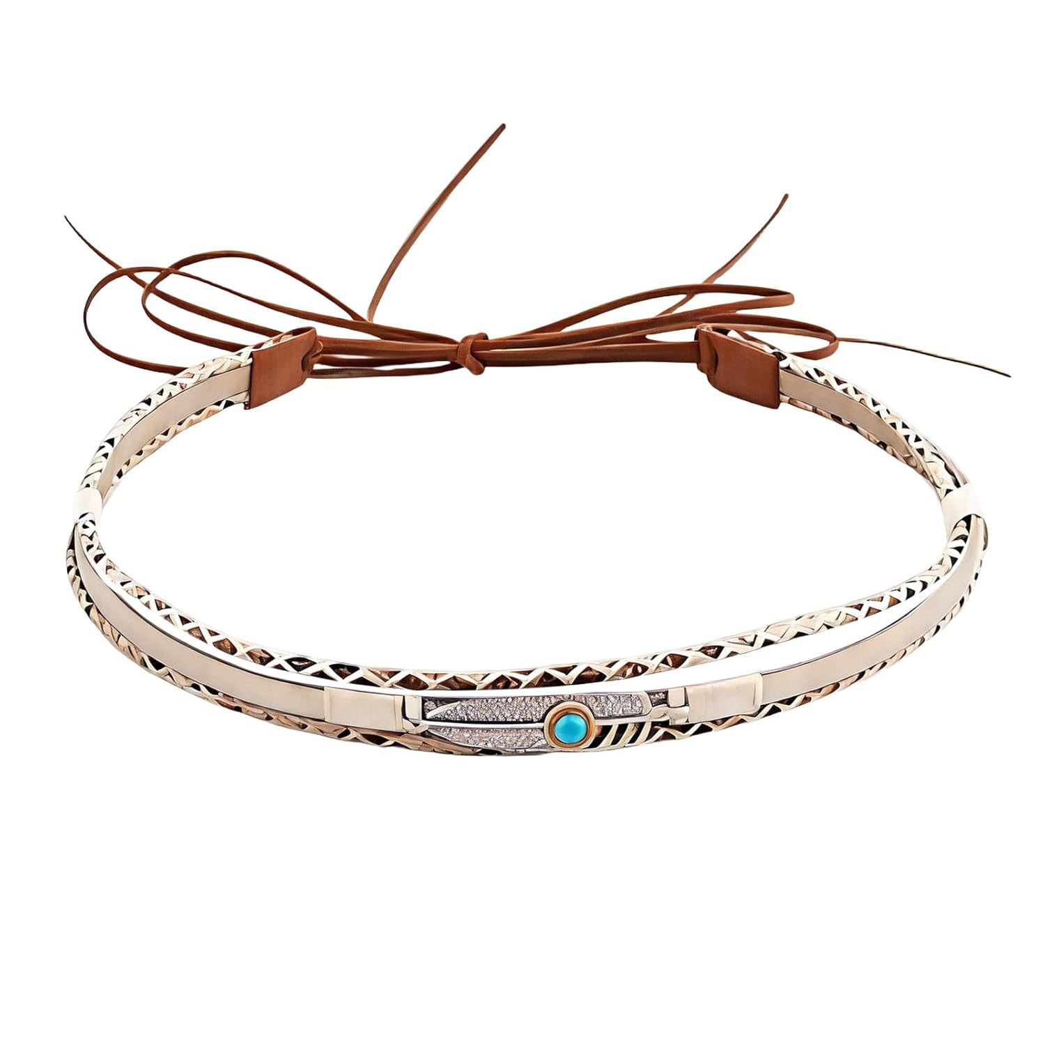 Cowboy Hat Band for Women Men,Handmade Western Leather Hatbands, Turquoise Beads