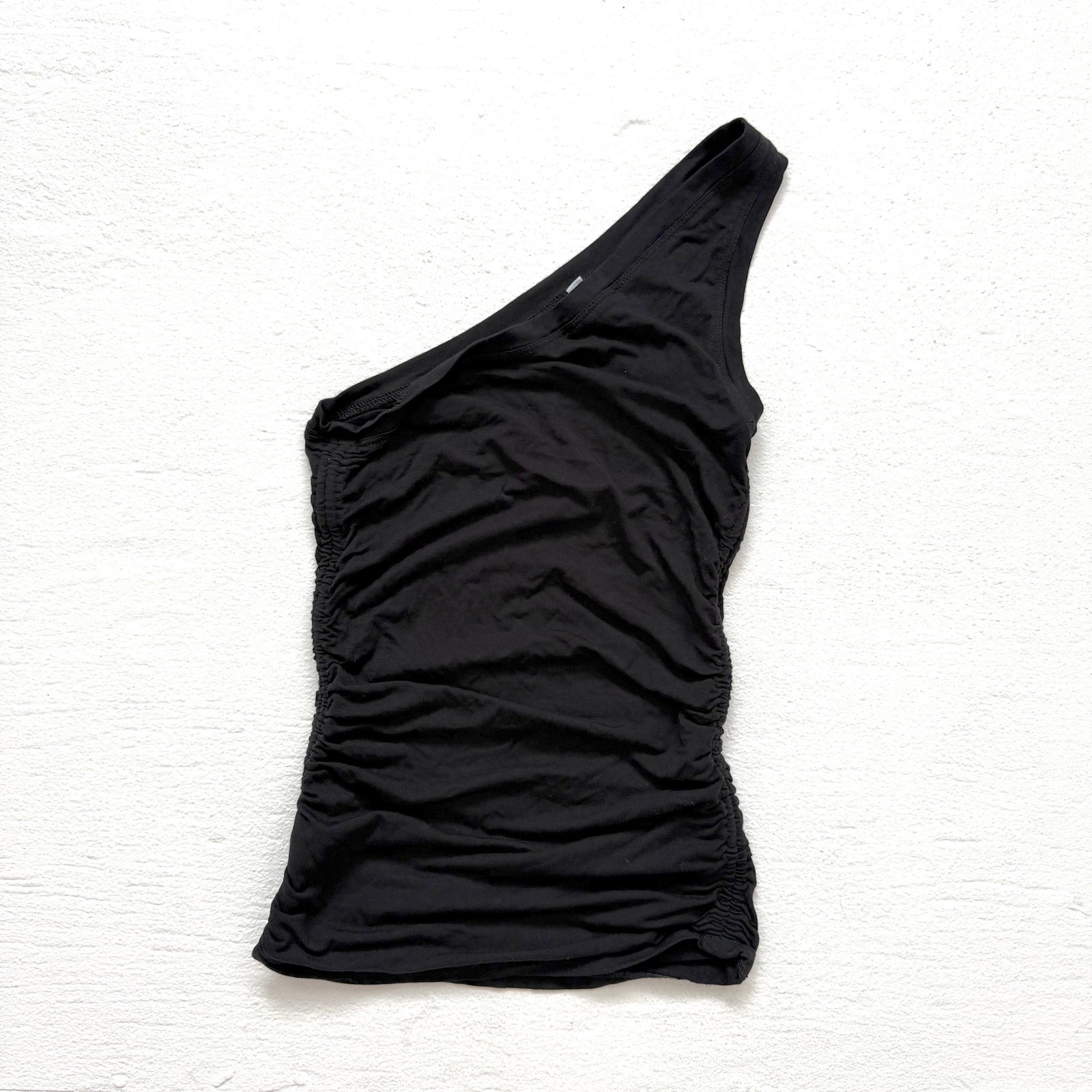 Good American One Shoulder Ruched Stretchy Top, Size Small