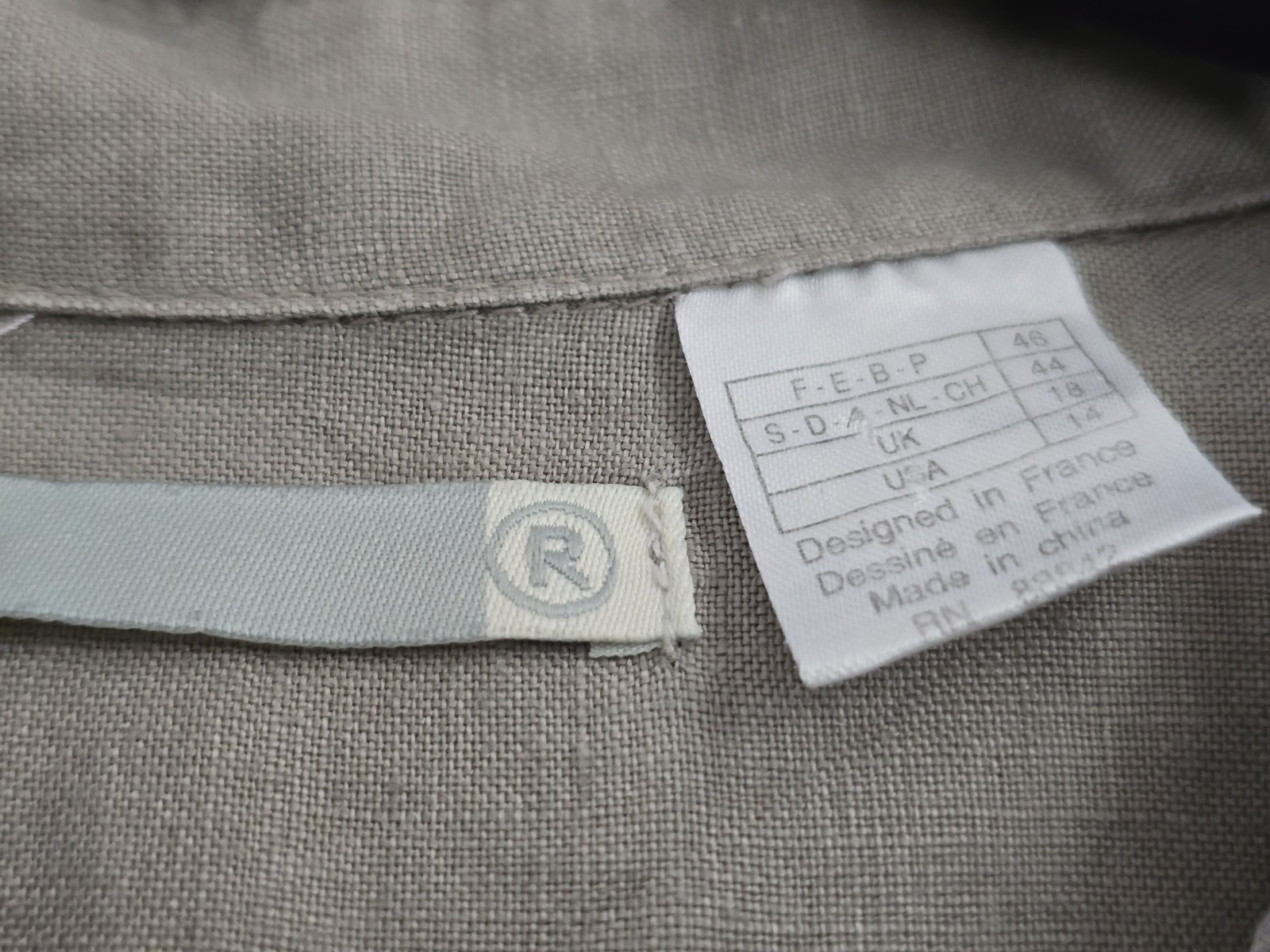 Linen Popover Shirt Women SzM/L Long Sleeve Taupe Lagenlook Cottagecore