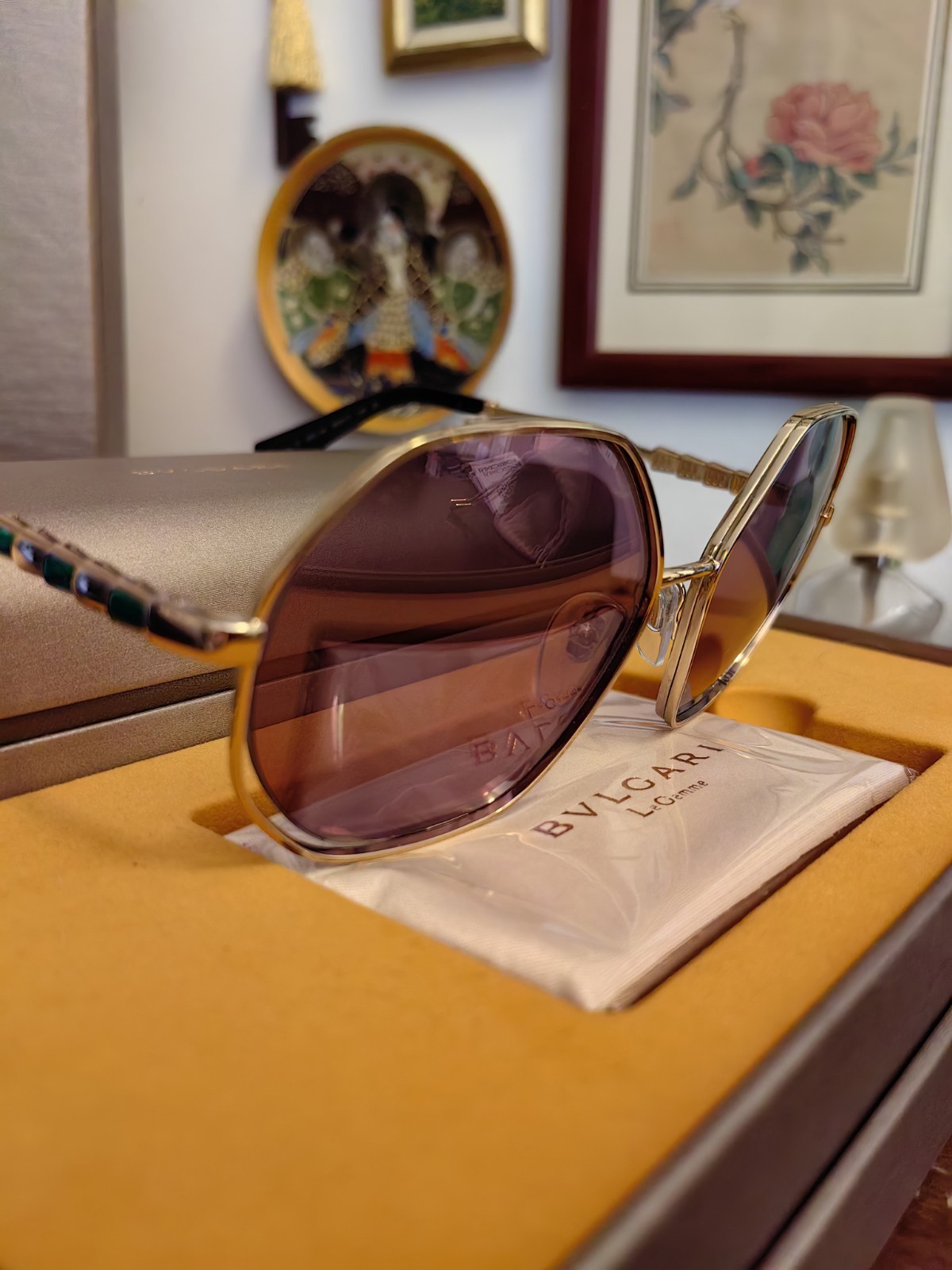 New Gold-Plated Sunglasses BVLGARI Italy