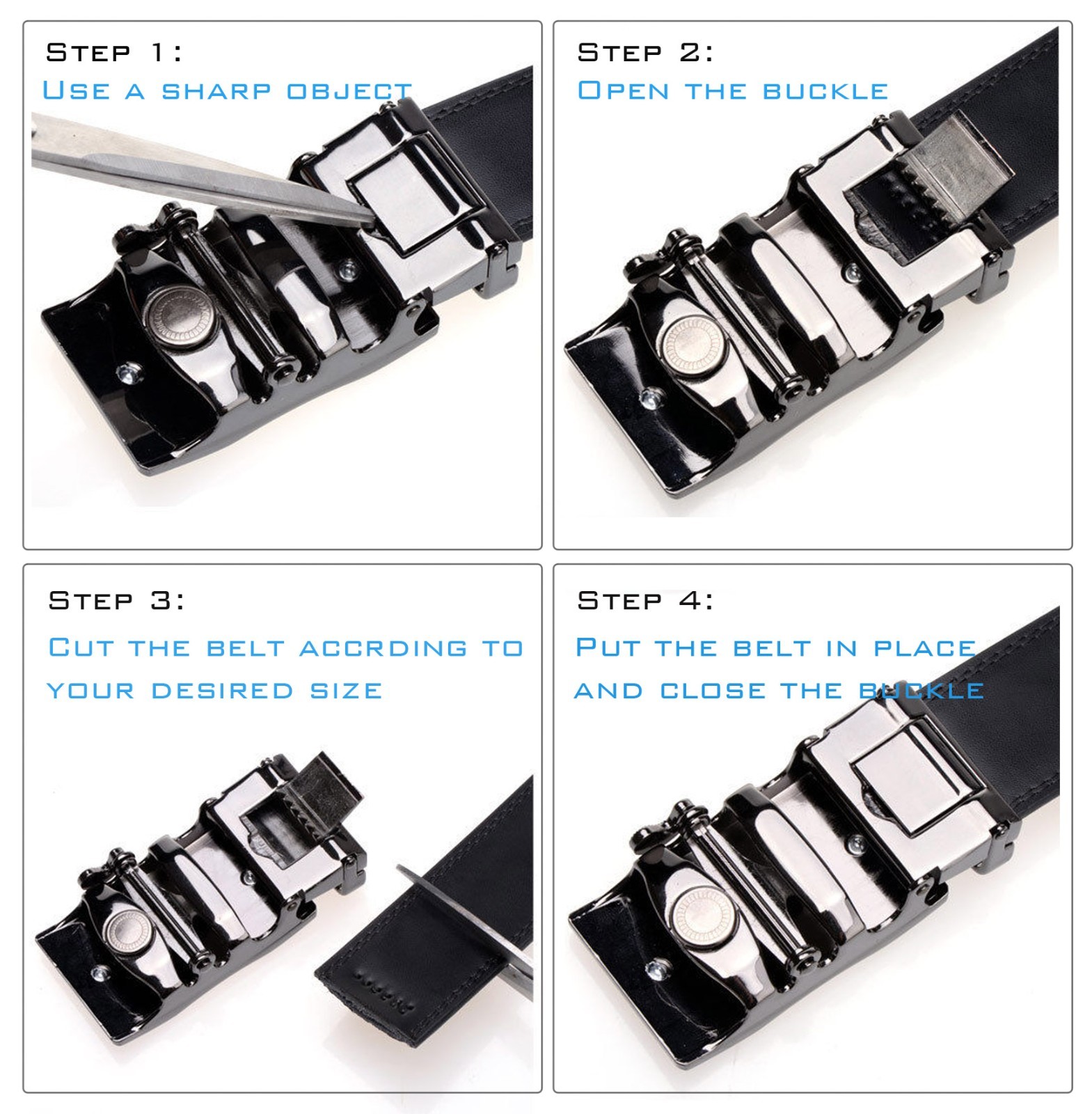 Genuine Leather Mens Ratchet Belt Belts For Man Adjustable Automatic Buckle
