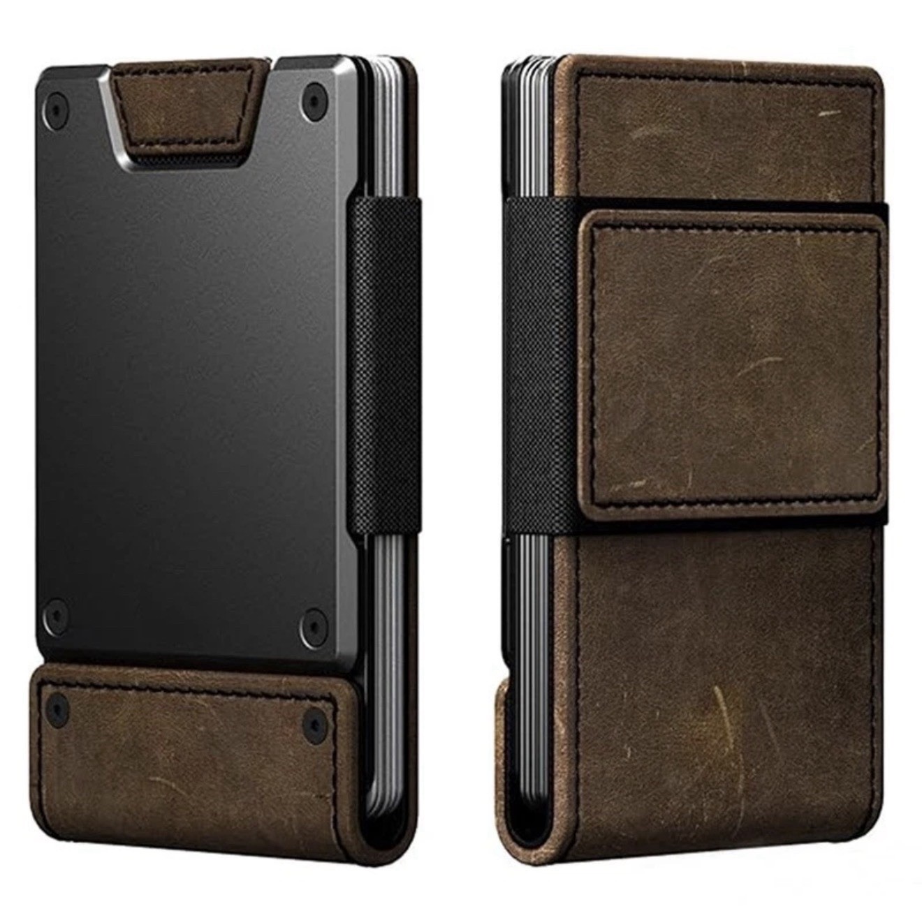 MENS WALLET METAL CARD HOLDER CASH STRAP MINIMALIST PULL TAB WALLET-CUSTOMIZE IT