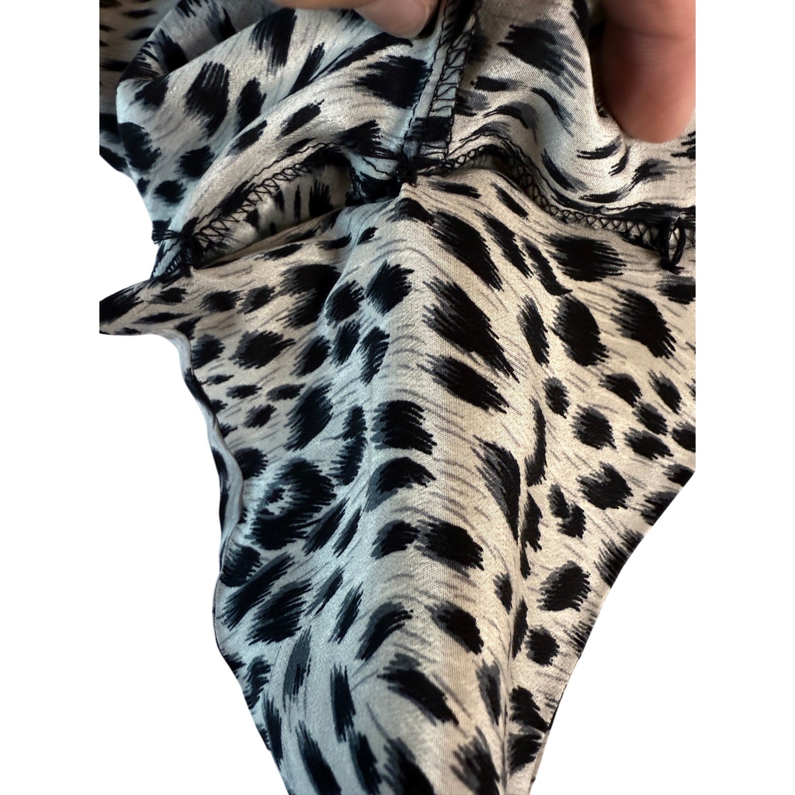 Anna and Frank Vintage Silk Animal Print Blouse Shoulder Pads NWT Black