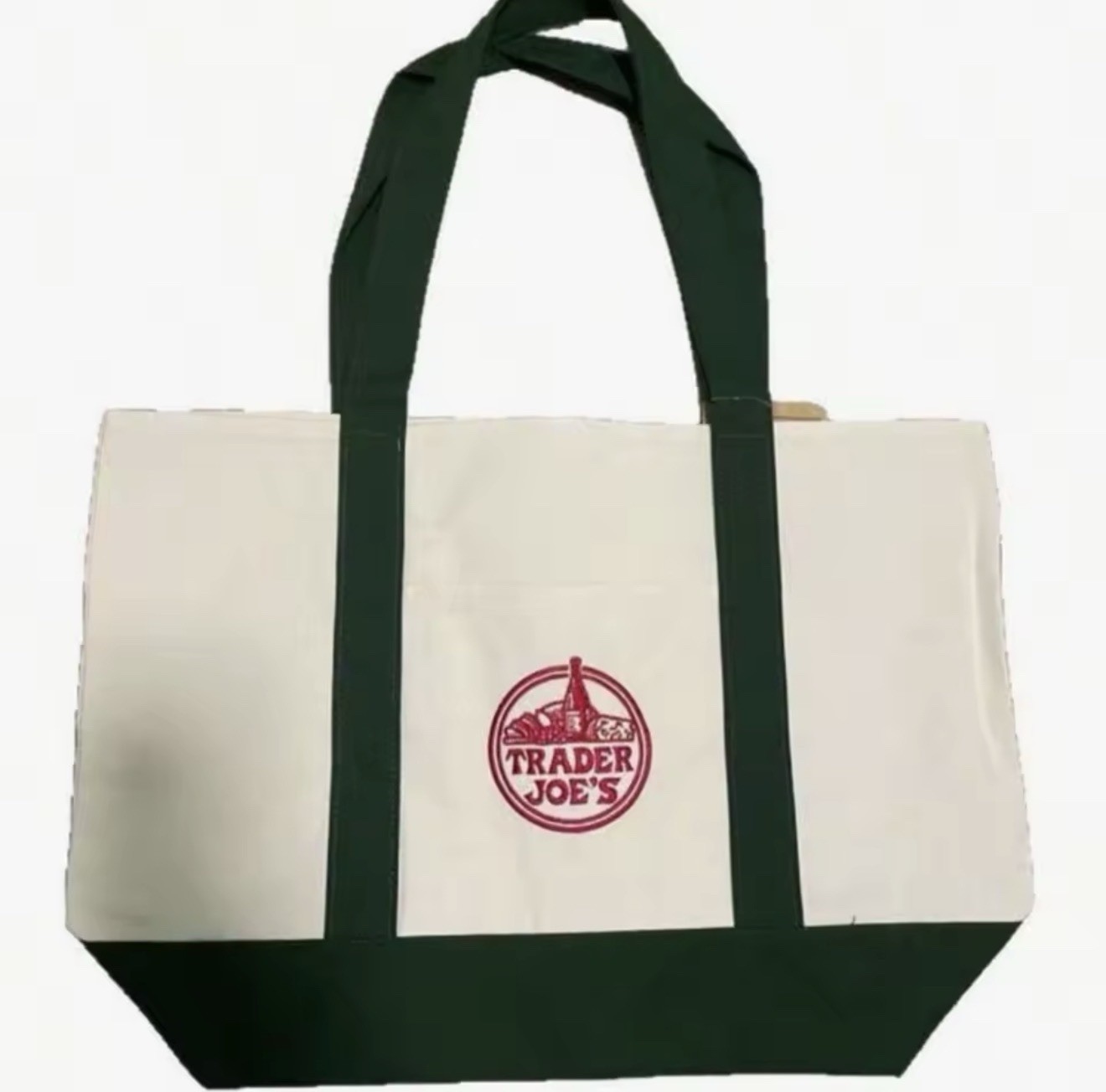 Trader Joes 3 Piece Large Tote Bags Green, Dark Blue, Pastel Purple Eco Friendly