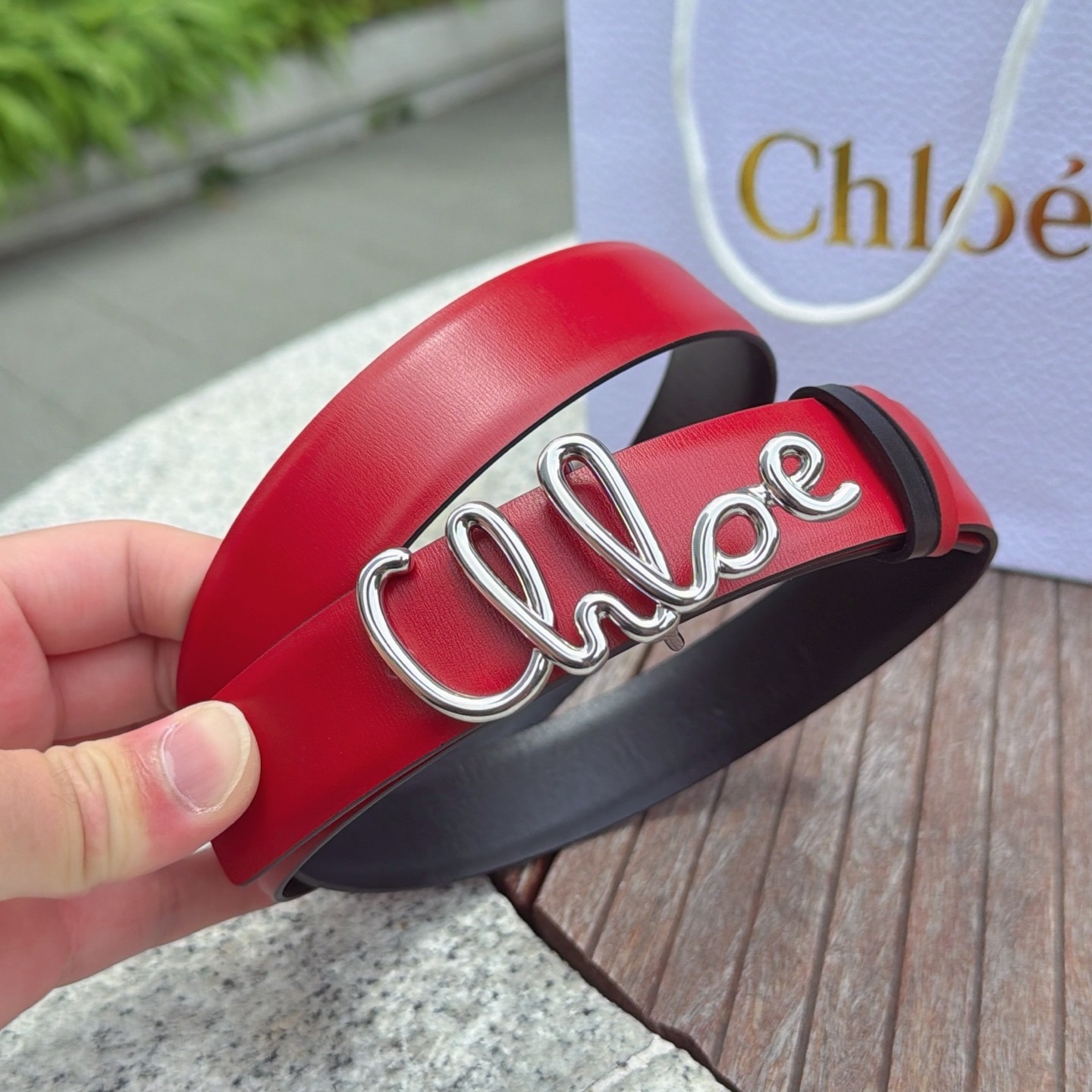 Chloe Red leather belt
