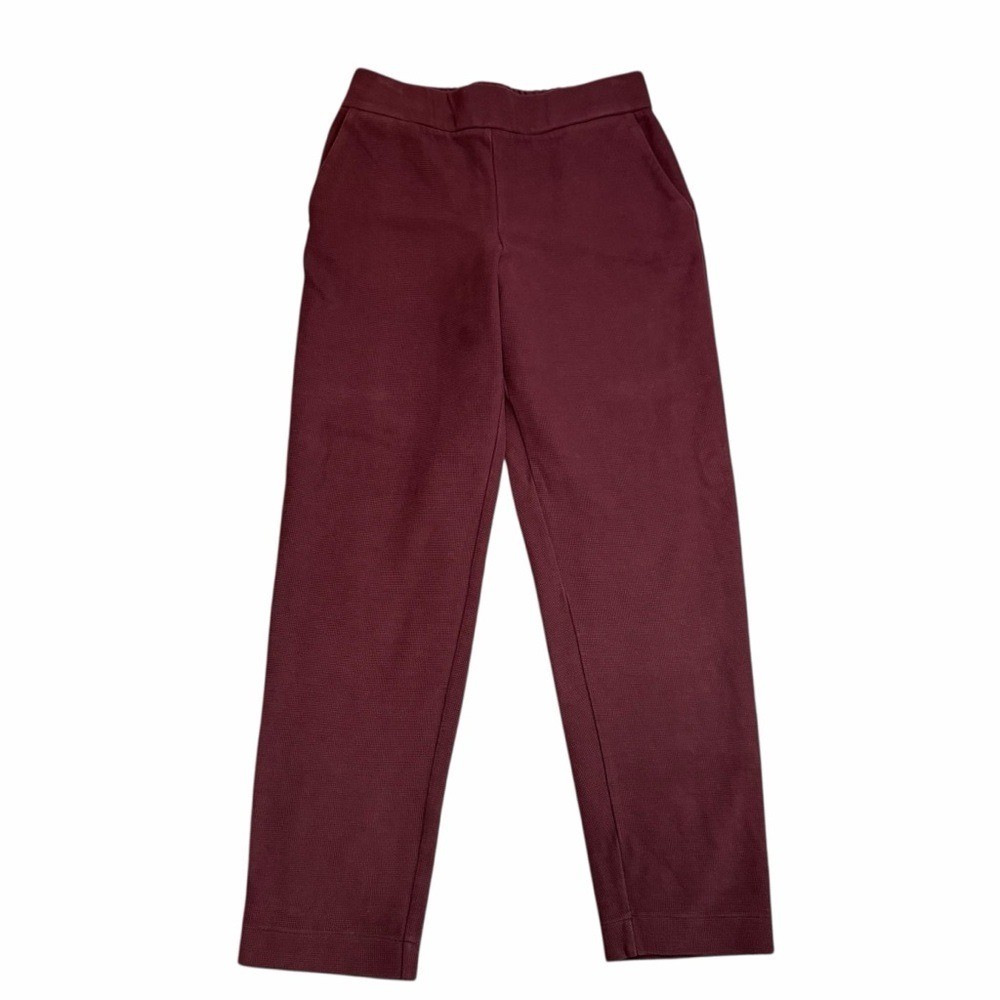 Massimo Dutti Women’s Textured Knit Trousers | Straight Leg | Burgundy | Small