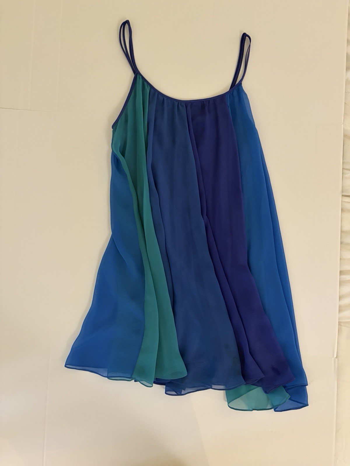 Free People Gauze Tent Dress Large Festival Dance Circus Fairy Blue Green Purple