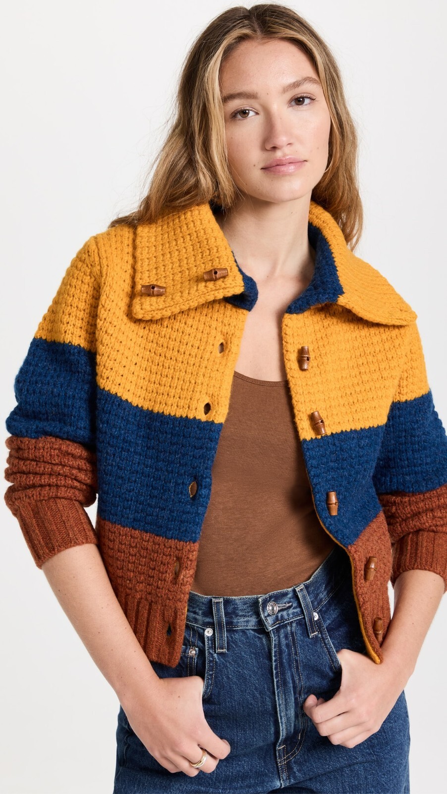 NWT RE/DONE 70s Sweater Jacket Wool Cardigan Mustard Multi sz S GOOP