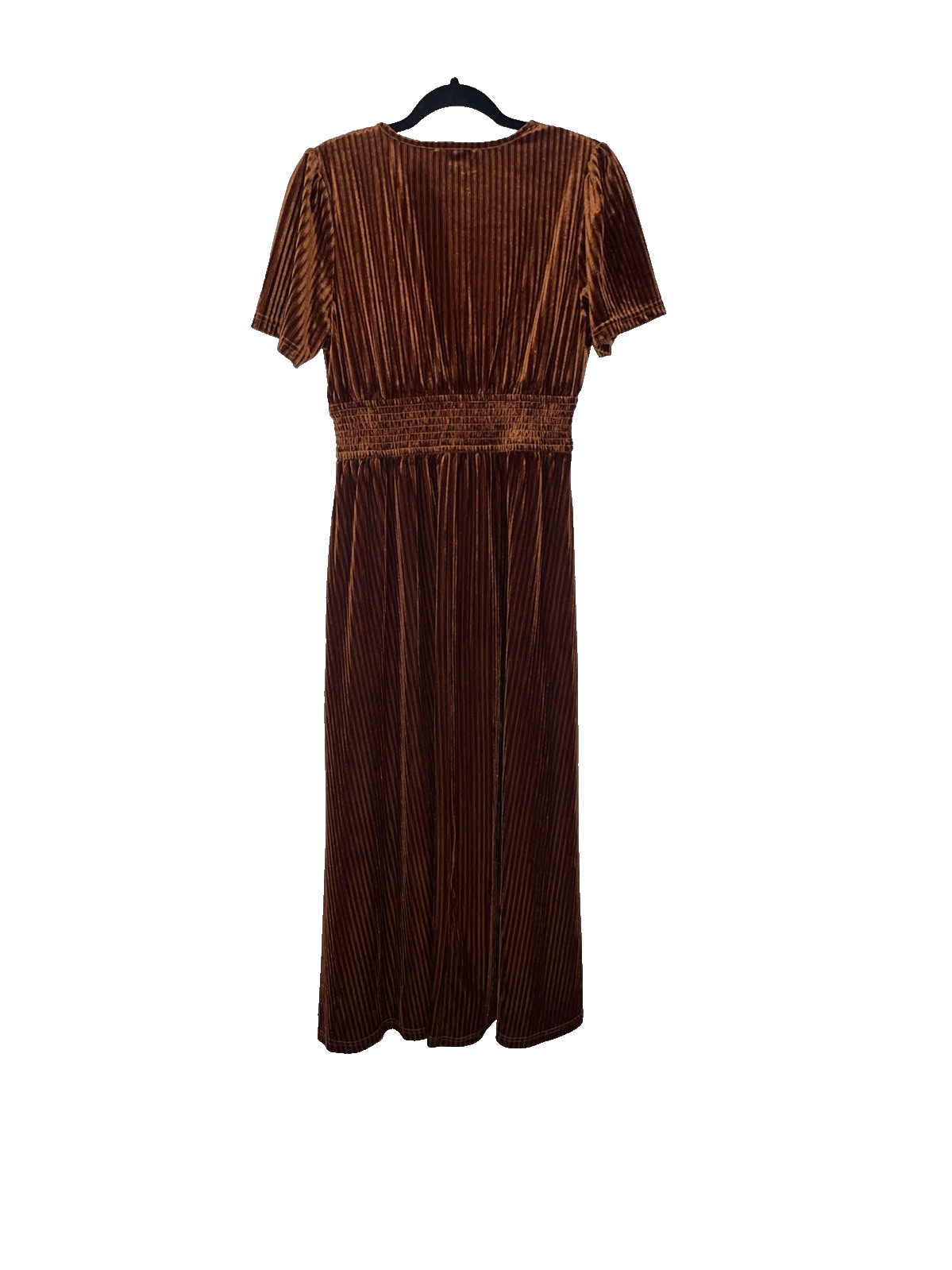 Sissyaki Womens Burnt Orange Velvet V-Neck Maxi Dress Size M