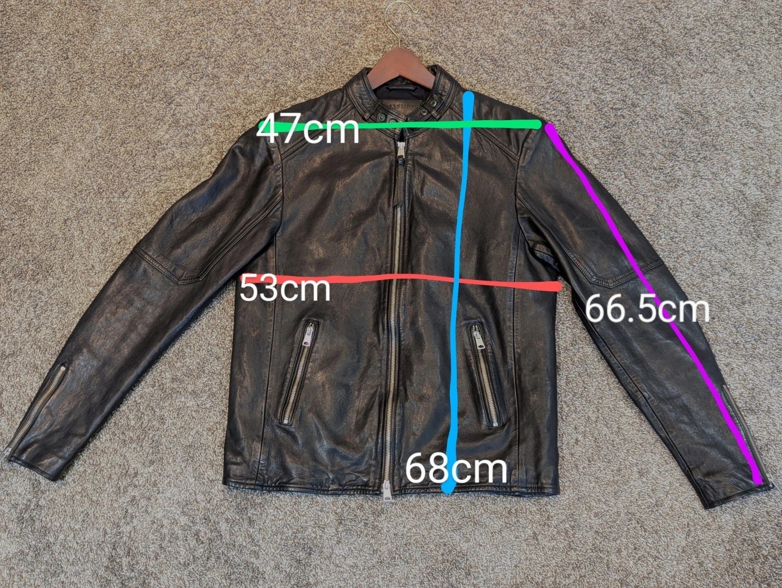 AllSaints Cora Leather Jacket Men’s Size Large Jet Black Celebrity Grail COLT