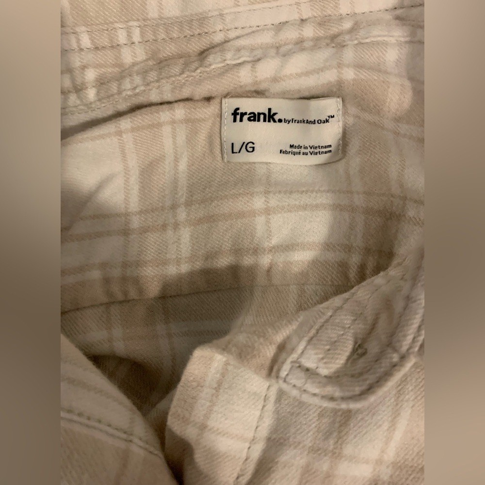 Frank And Oak Organic Cotton Plaid Flannel Shirt Cream Beige