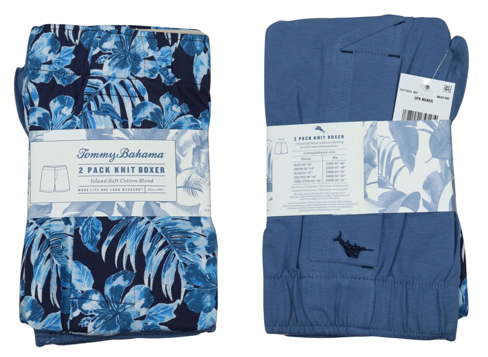 Tommy Bahama 2-Pack Soft Cotton Tropical Men’s Knit Boxer Shorts Underwear NWT
