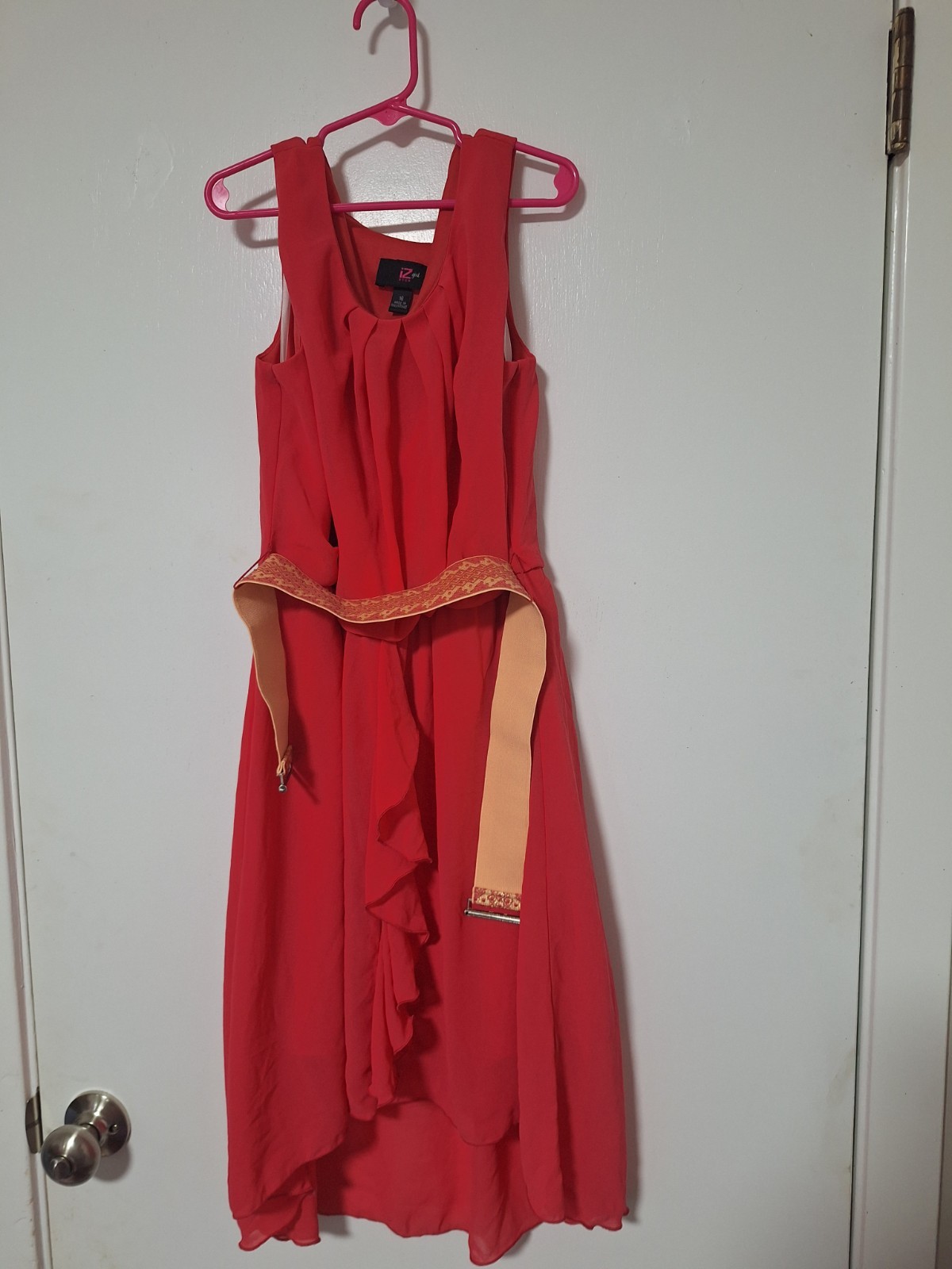 🌹iZ BYER girl Girls Sleeveless Pleated Dress w/Belt Raspberry Pink Size 16🌹