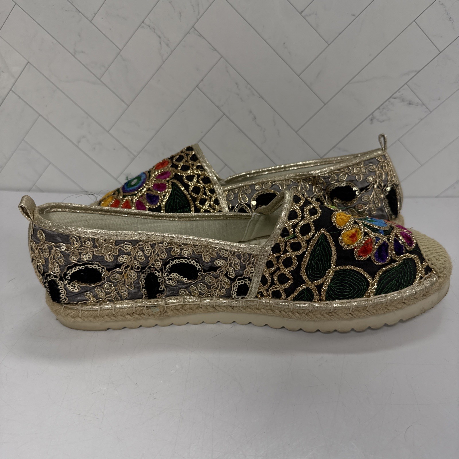 Patrizia By Spring Step Maylis Slip On Shoe Embellished Espadrille 10 Size 41