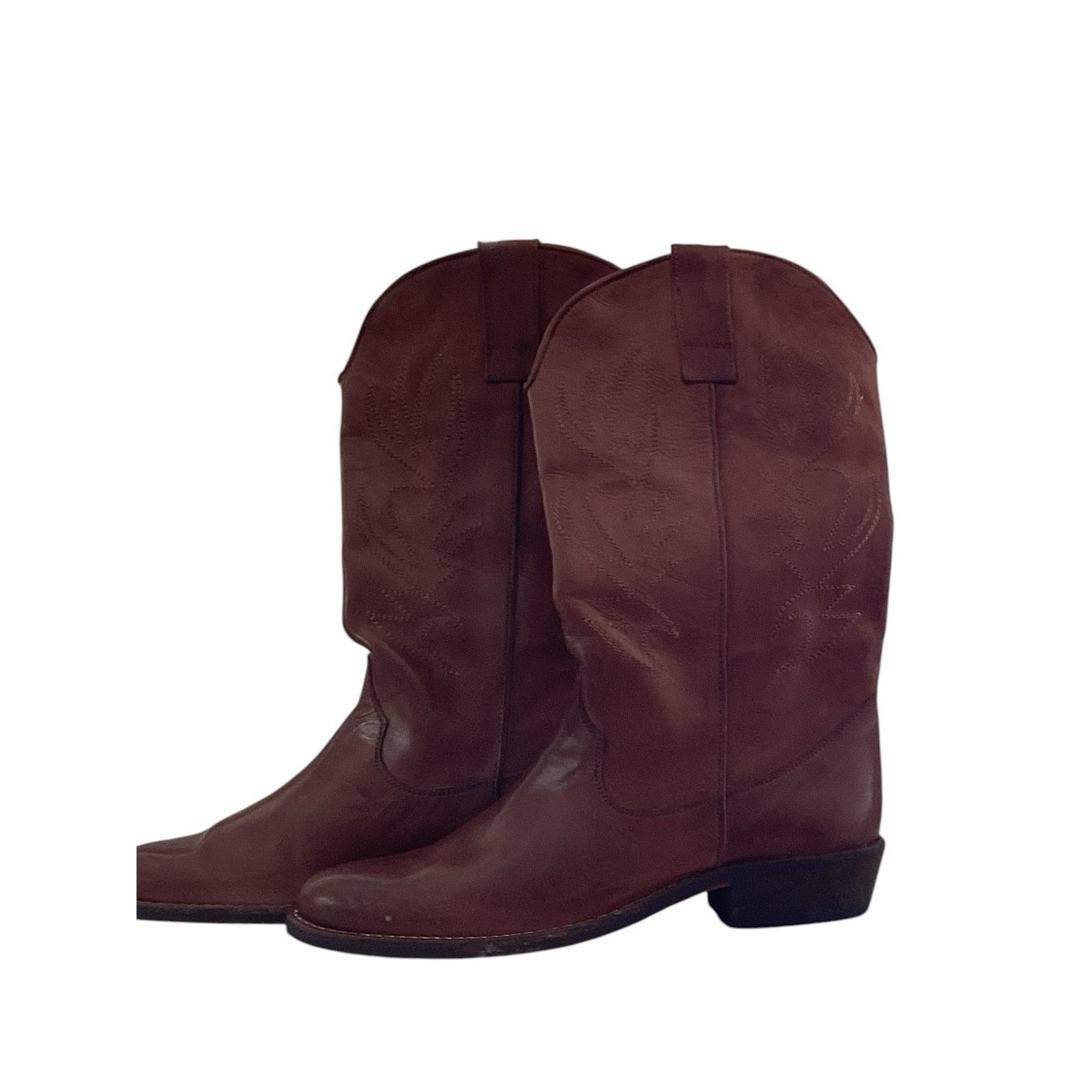Vero Cuoio Vintage NEW Brown Leather Western Cowboy Boots Made in Italy