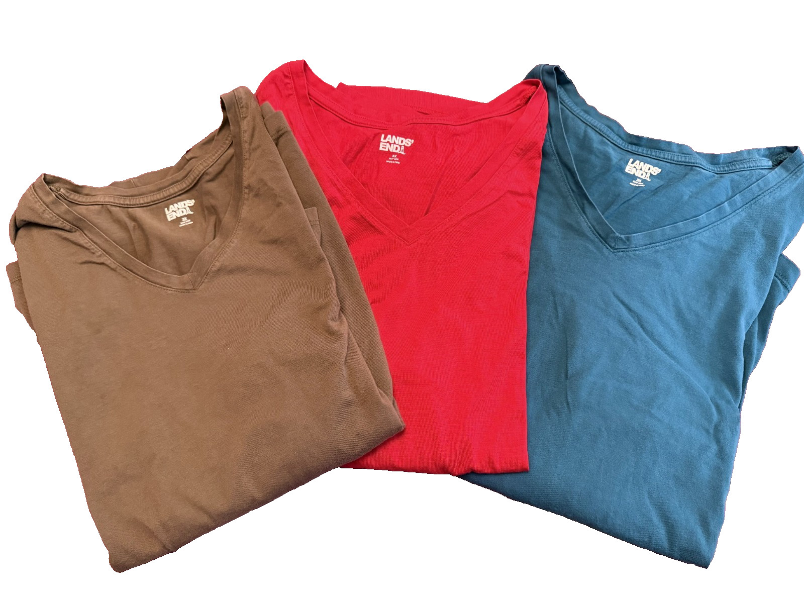 Lot of three Lands End cotton long sleeve tees 3X 3XL 24W 26W