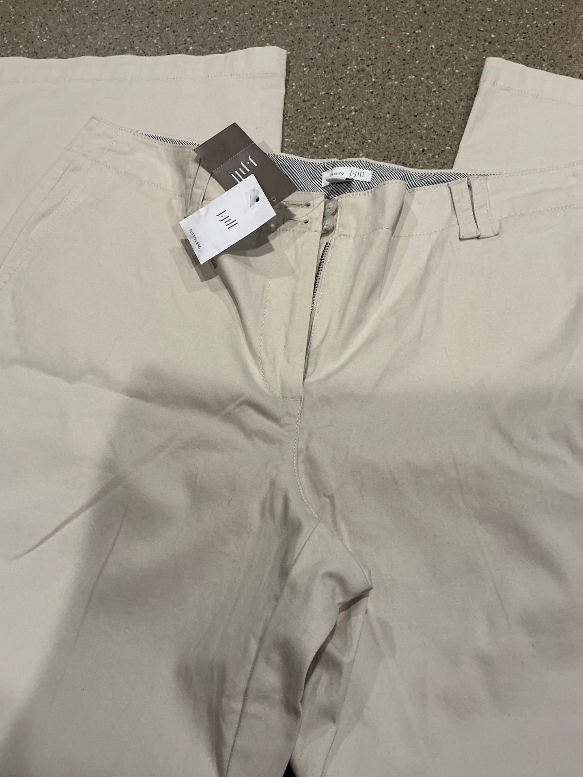 J. Jill Live-In Chino Pants Women’s 14 Sea Salt Beige Straight Office Casual NWT