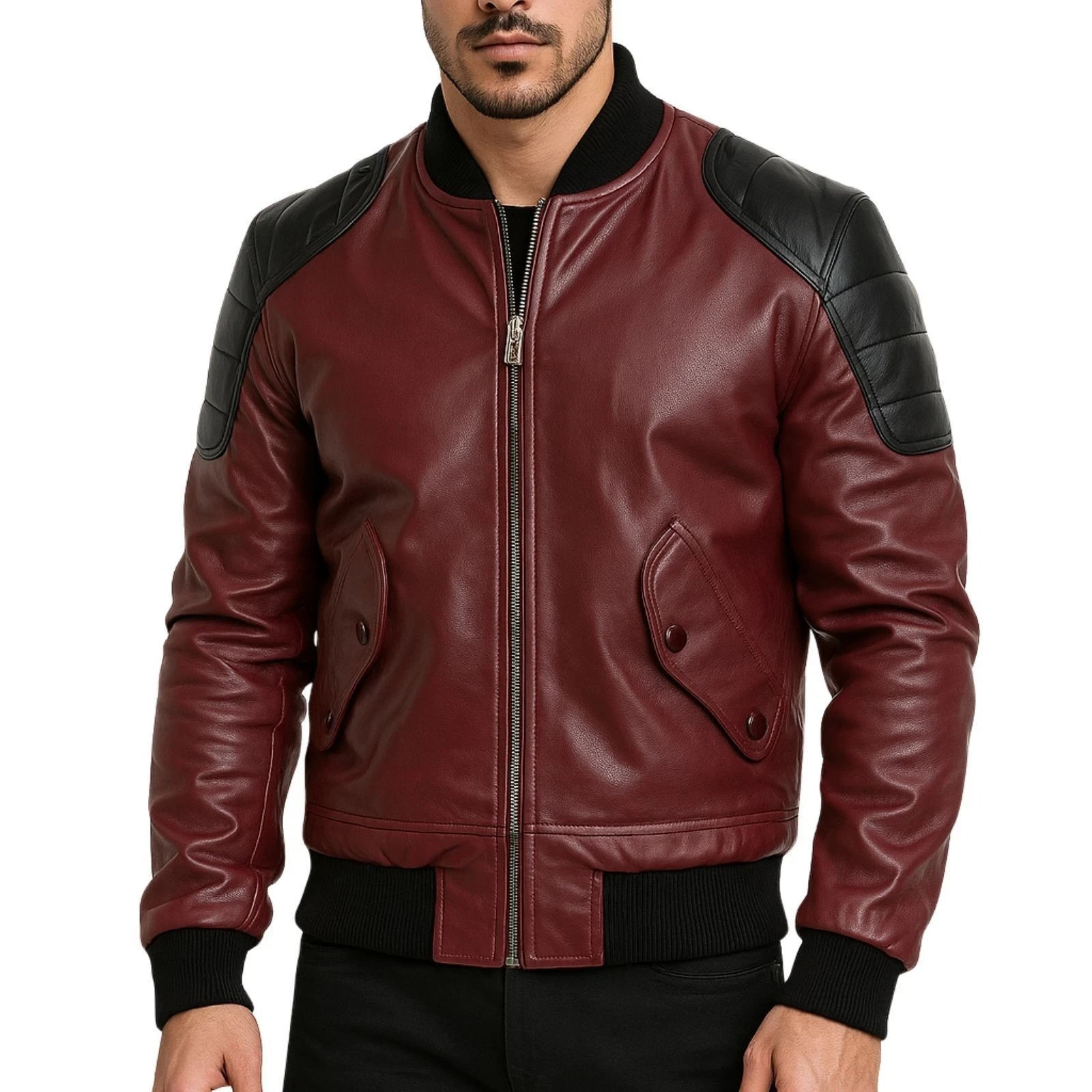 Men’s Genuine Leather Jacket Classic Bomber Biker Aviator Flight Outerwear Coat