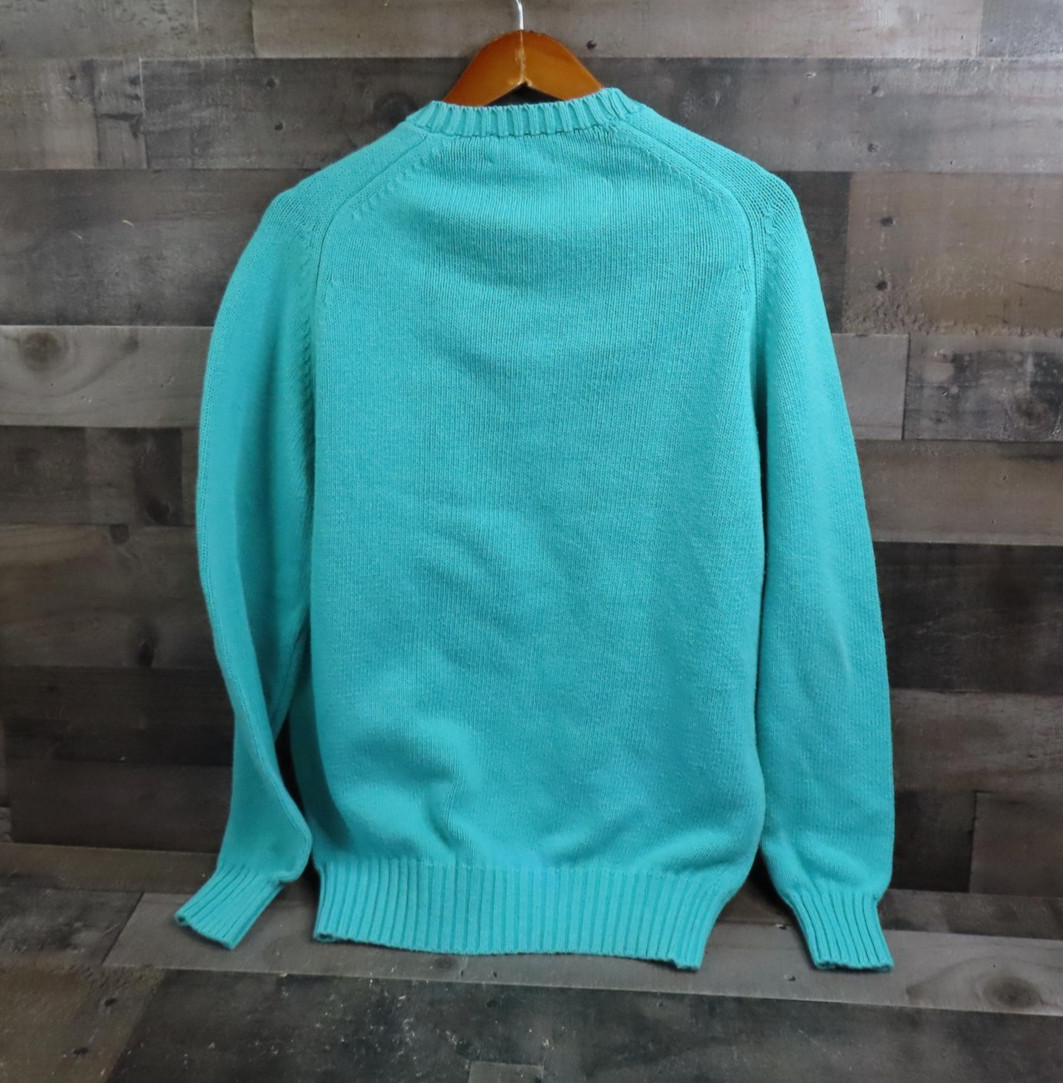 LL Bean Sweater Mens Large Tall Blue Cotton Fisherman Crewneck Knit Pullover USA