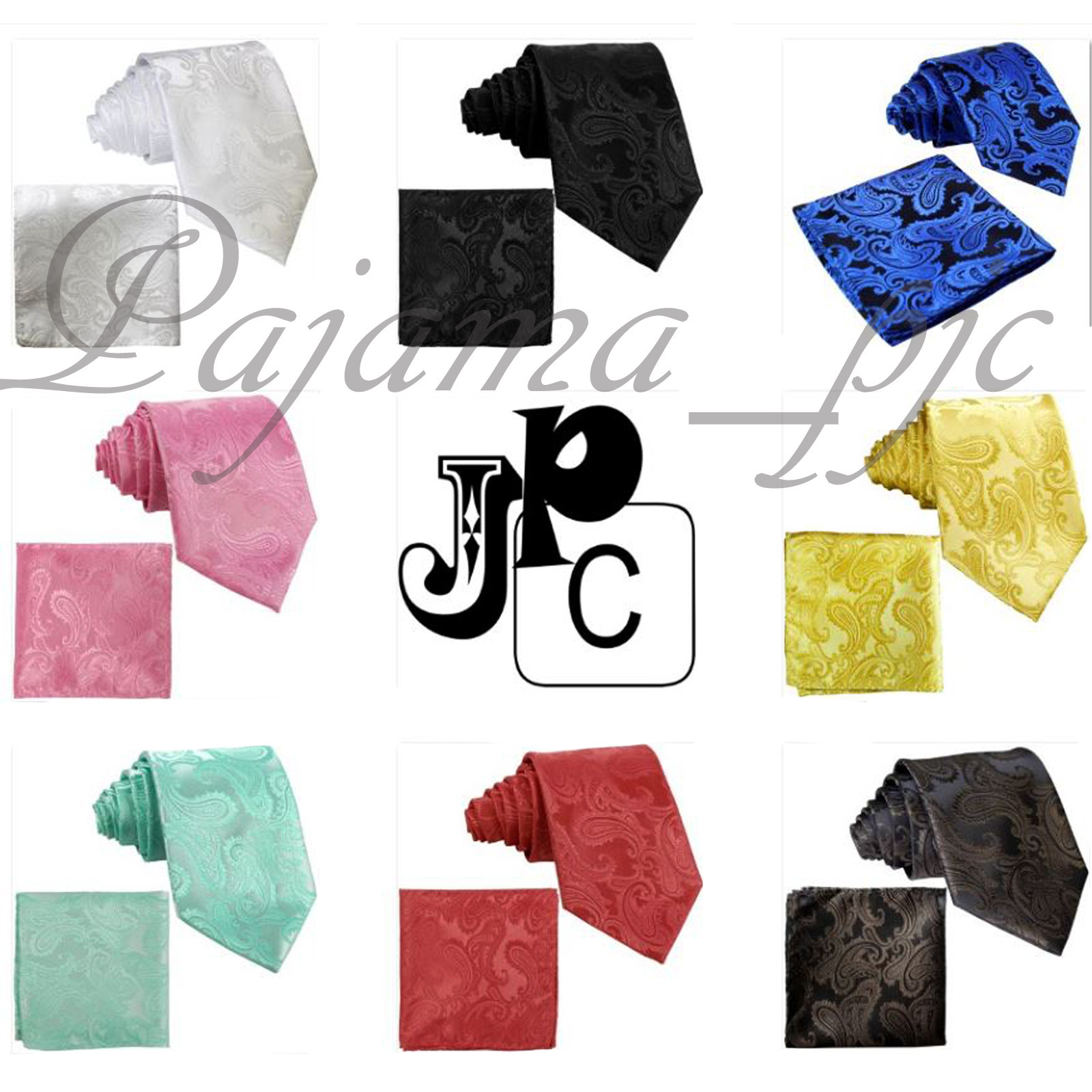 Classic Paisley Neck tie and & Pocket Square Hankie Set 2PC Formal Party Wedding