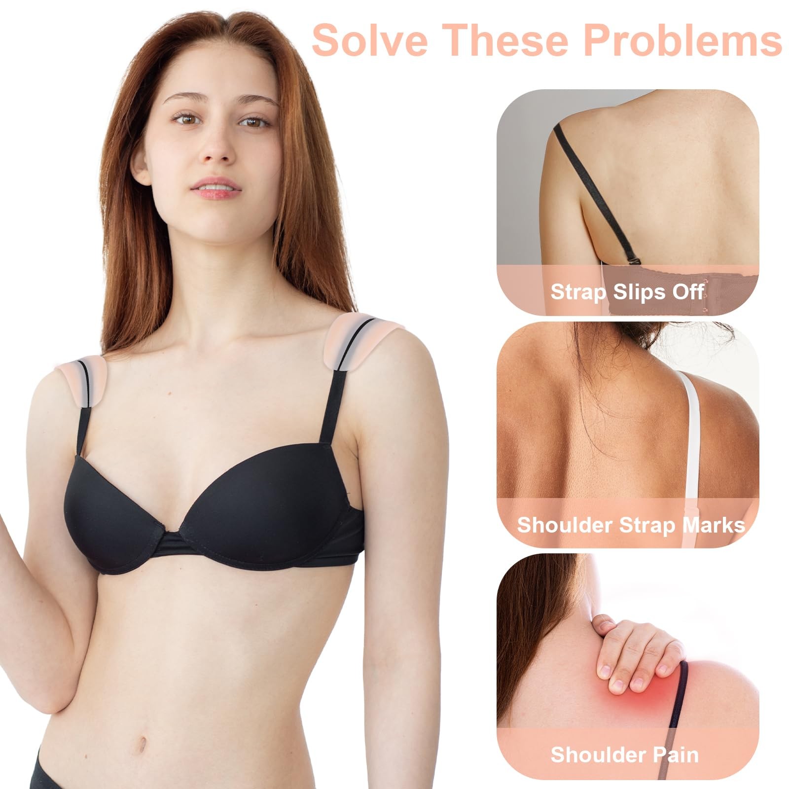 2/6x Bra Strap Pads Silicone Bra Strap Cushions Holders, Slipping Ease Shoulder