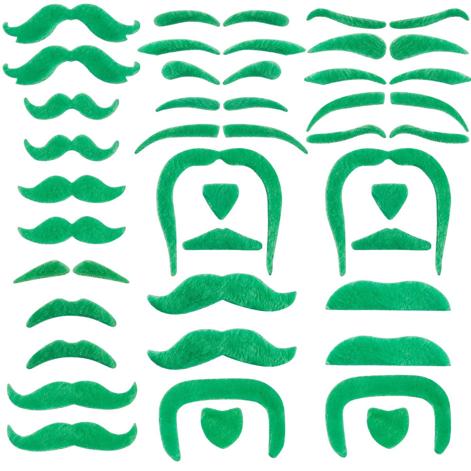 Tatuo 68 Pcs Fake Eyebrows and Mustaches Self Adhesive as picture show, Green