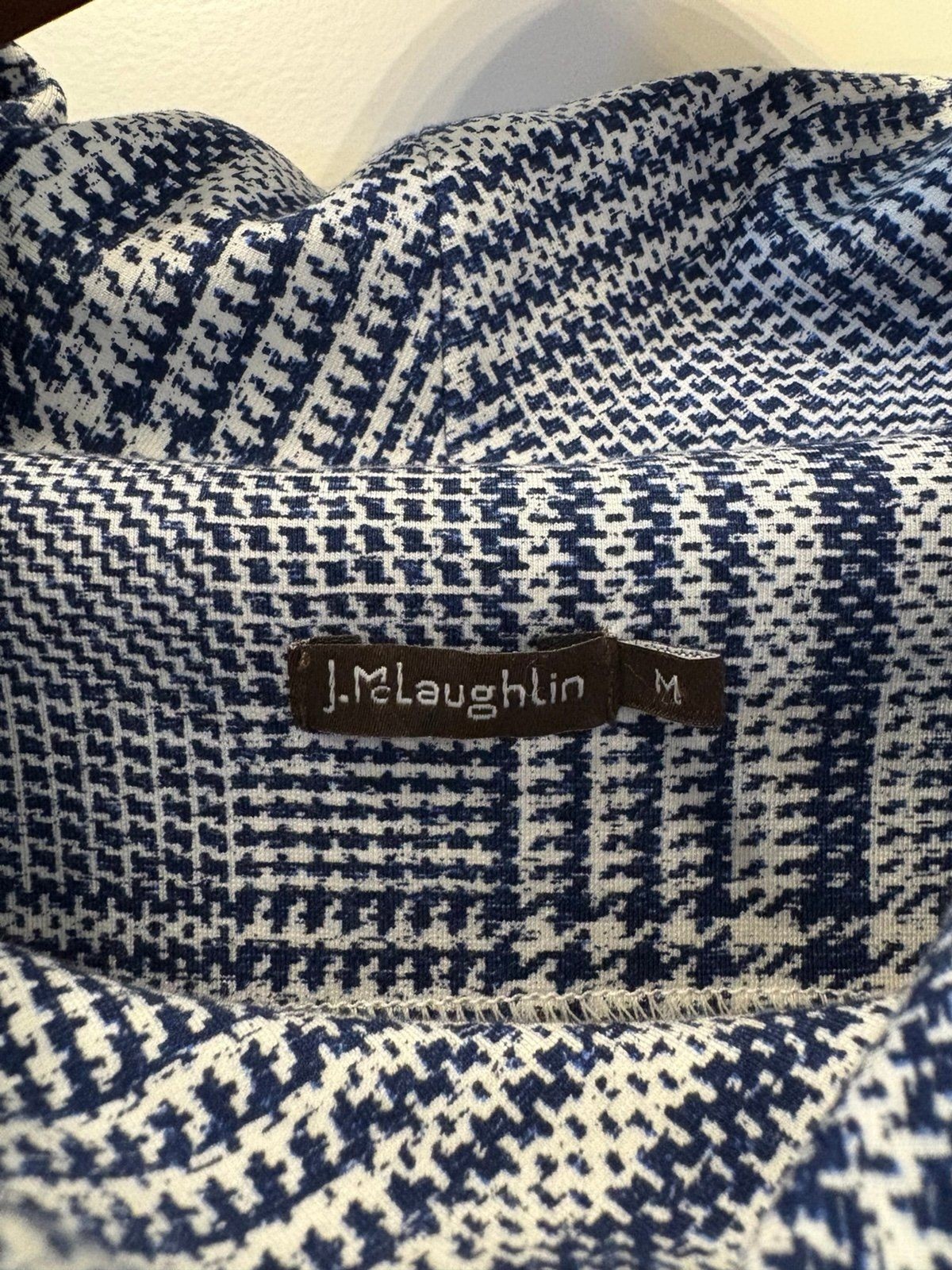 J. McLaughlin Blue Plaid Cowl Neck Sheath Dress Medium