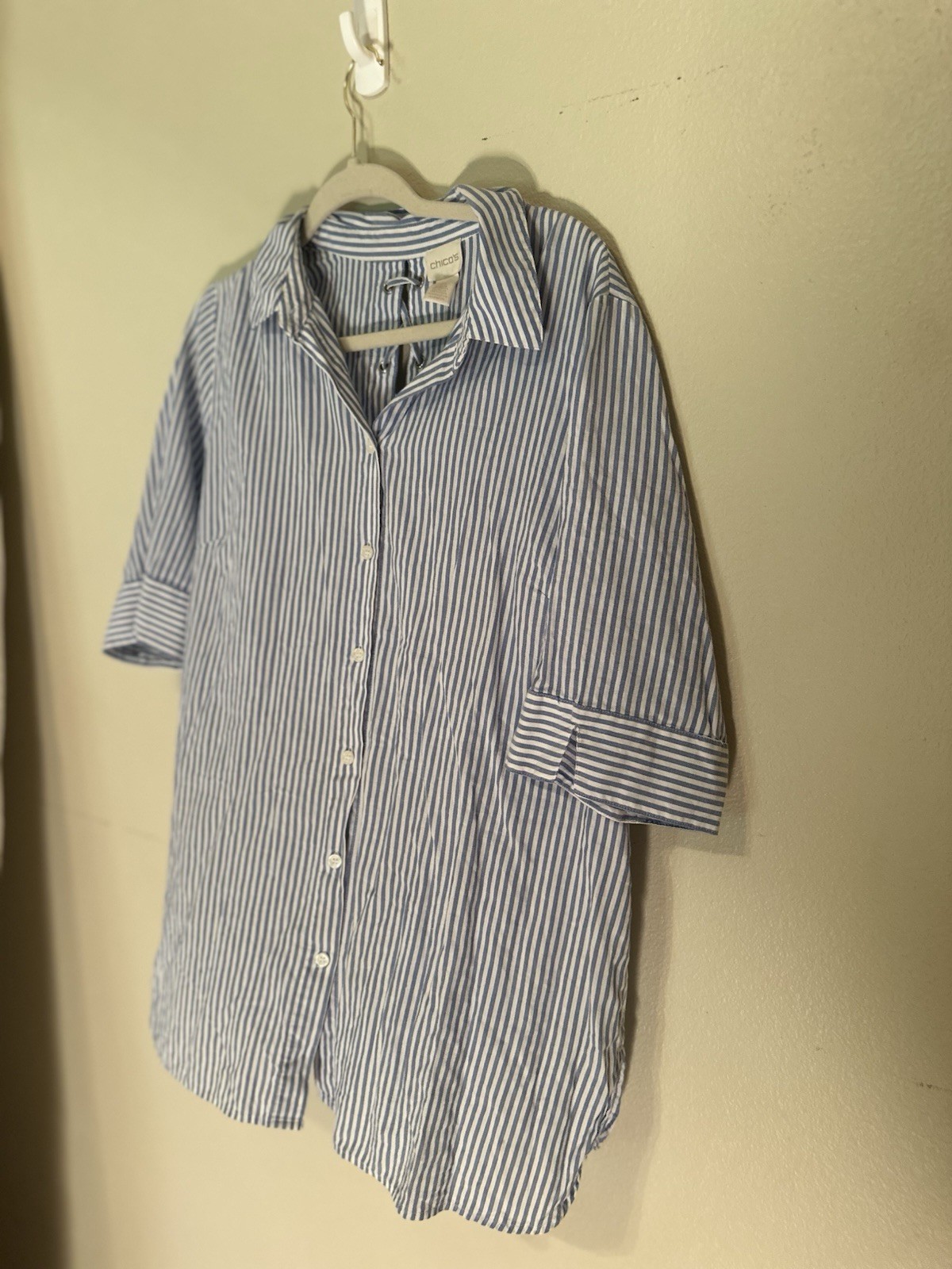 Linen Cotton Top Cowl Neck Shirt Slate Blue, Size Plus 2