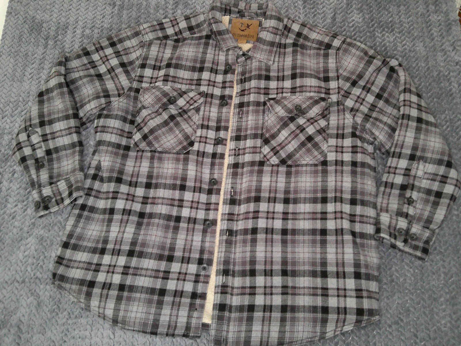 Outdoor Life Multicolor Plaid Button Up Flannel Jacket Long Sleeve Mens Size XL