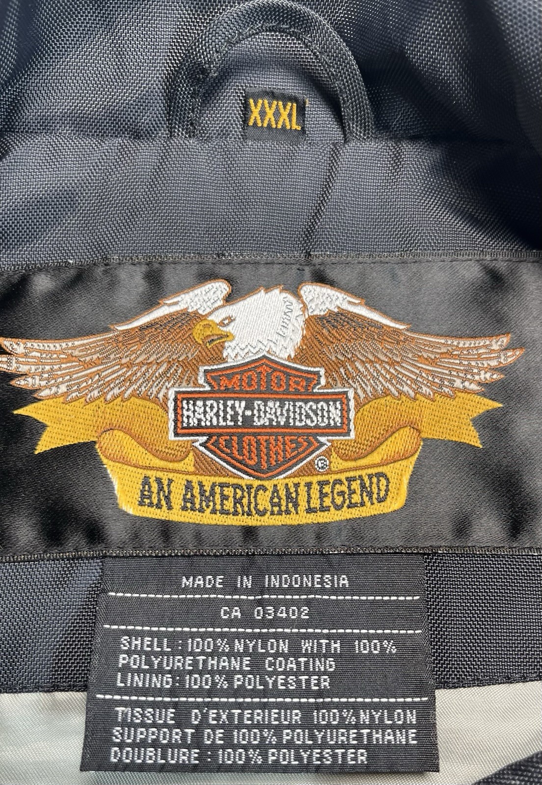 Harley Davidson Motorcycle Jacket Mens XXXL Black Nylon Quilted Biker 971 *READ*