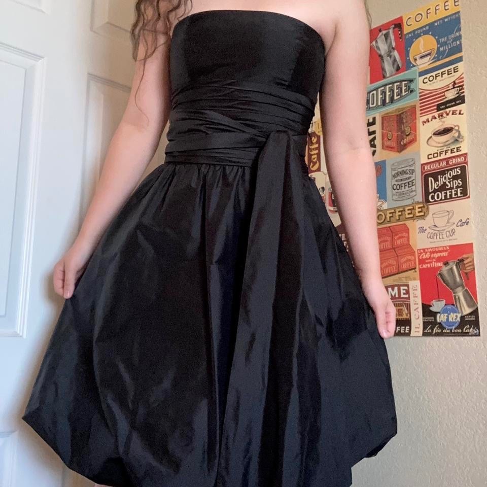Black Silk Strapless Bubble Dress by BCBGMAXAZRIA