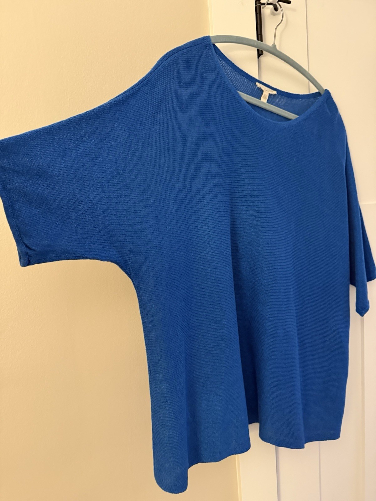 Eileen Fisher Royal Blue Organic Linen Knit Short Sleeve Top Plus 2X