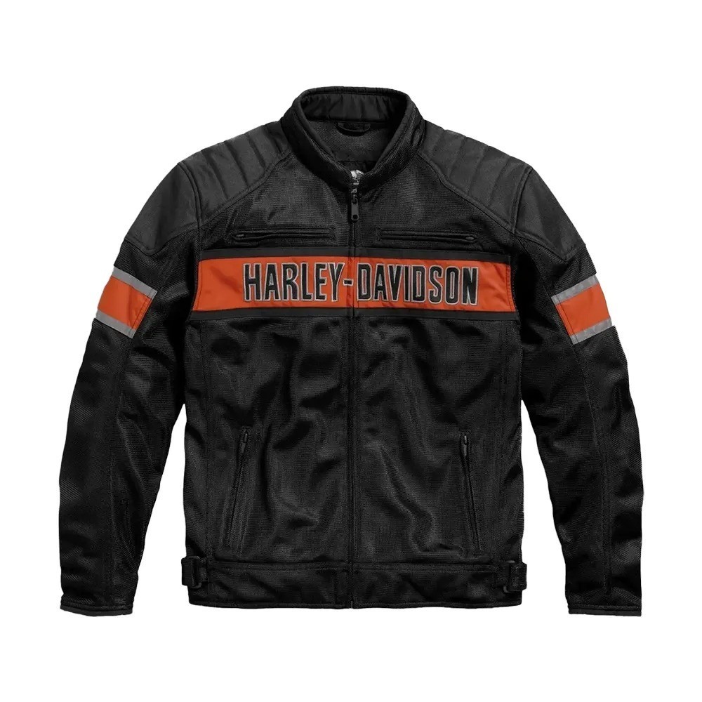 H.Davidson Men’s Trenton Mesh Riding Jacket Motorcycle Mesh Fabric Biker Jacket