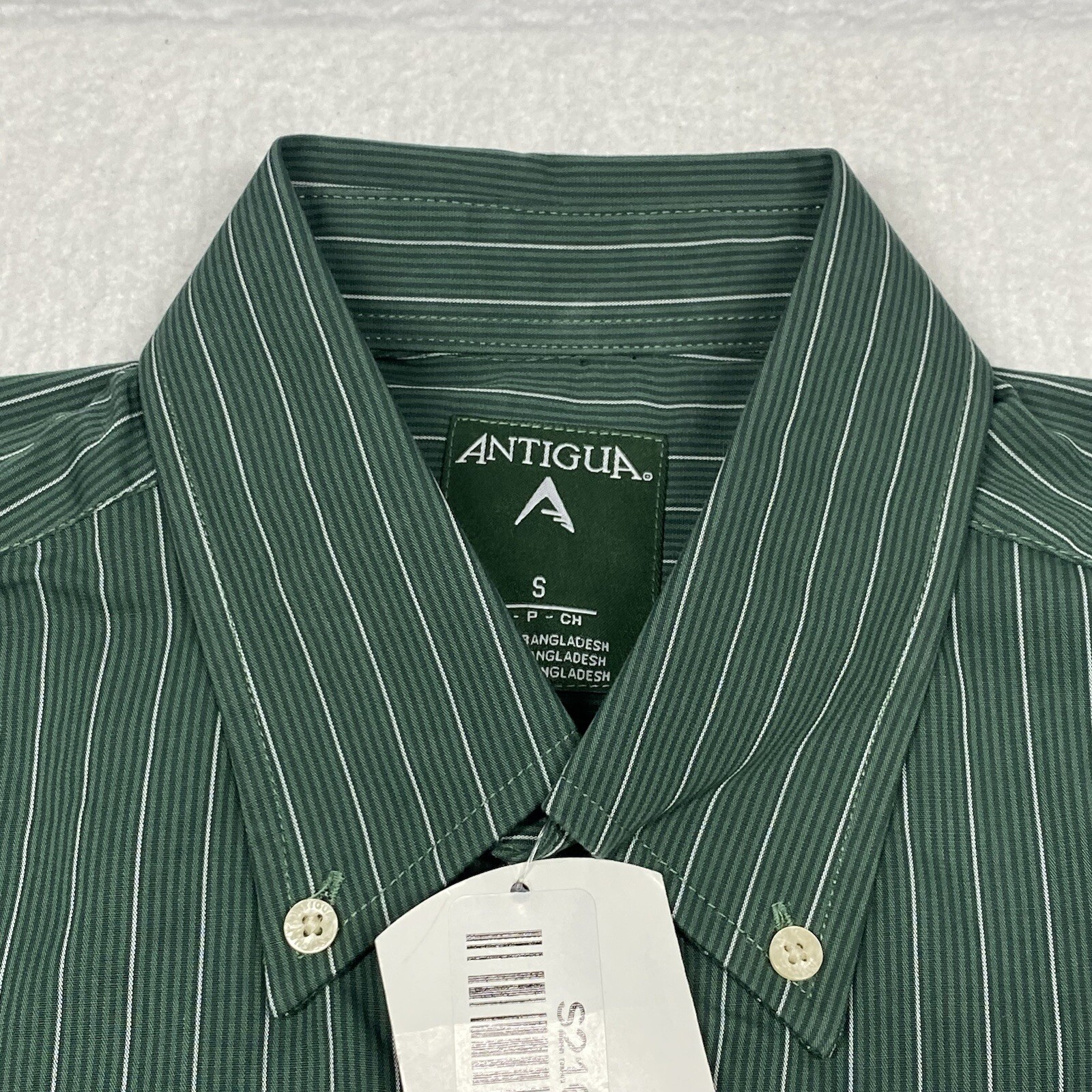 Antigua UM University Miami Shirt Mens Small Green Striped Button Down L/S