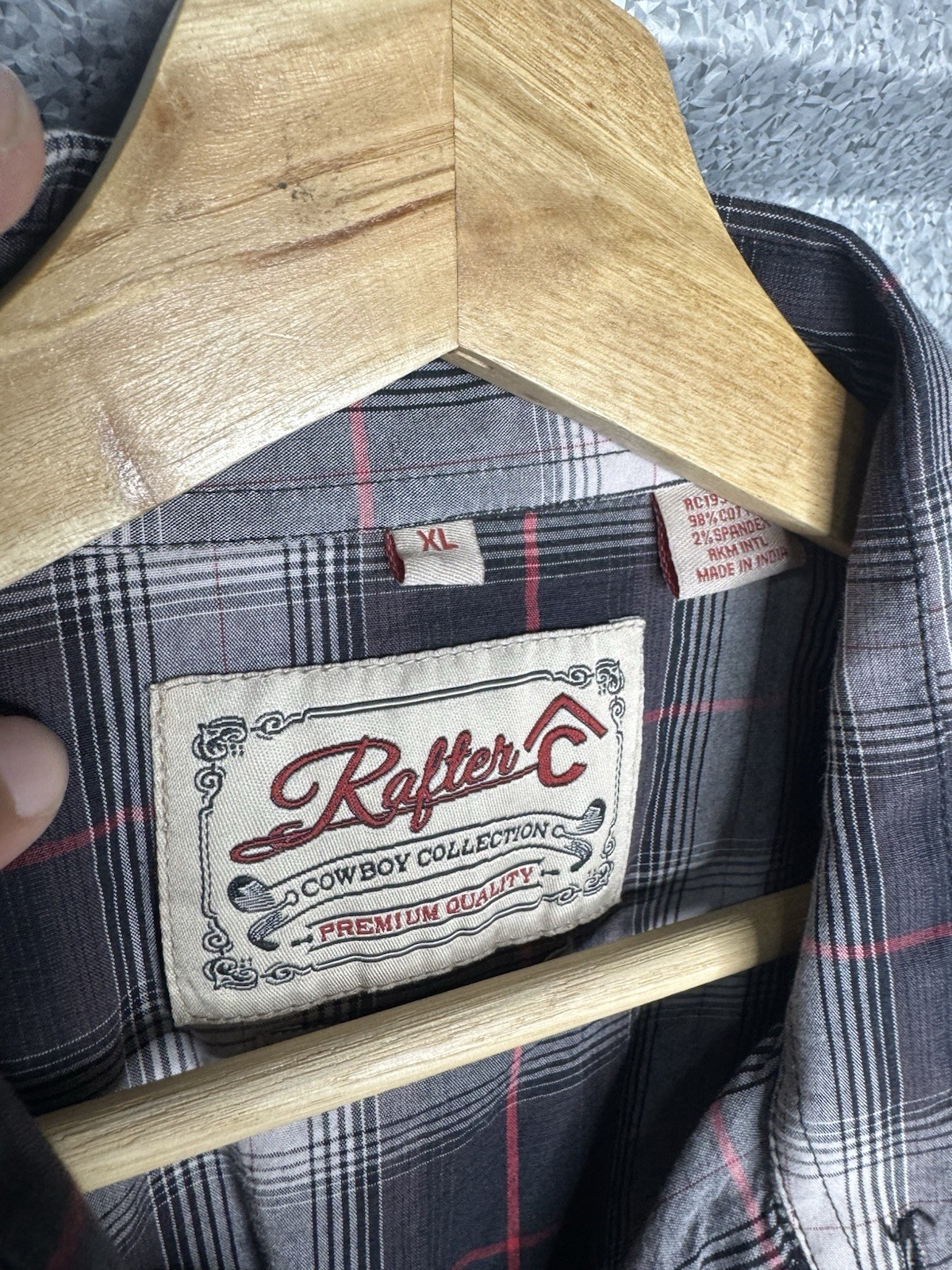 Rafter C Plaid Western Pearl Snap Button Up Shirt Mens XL