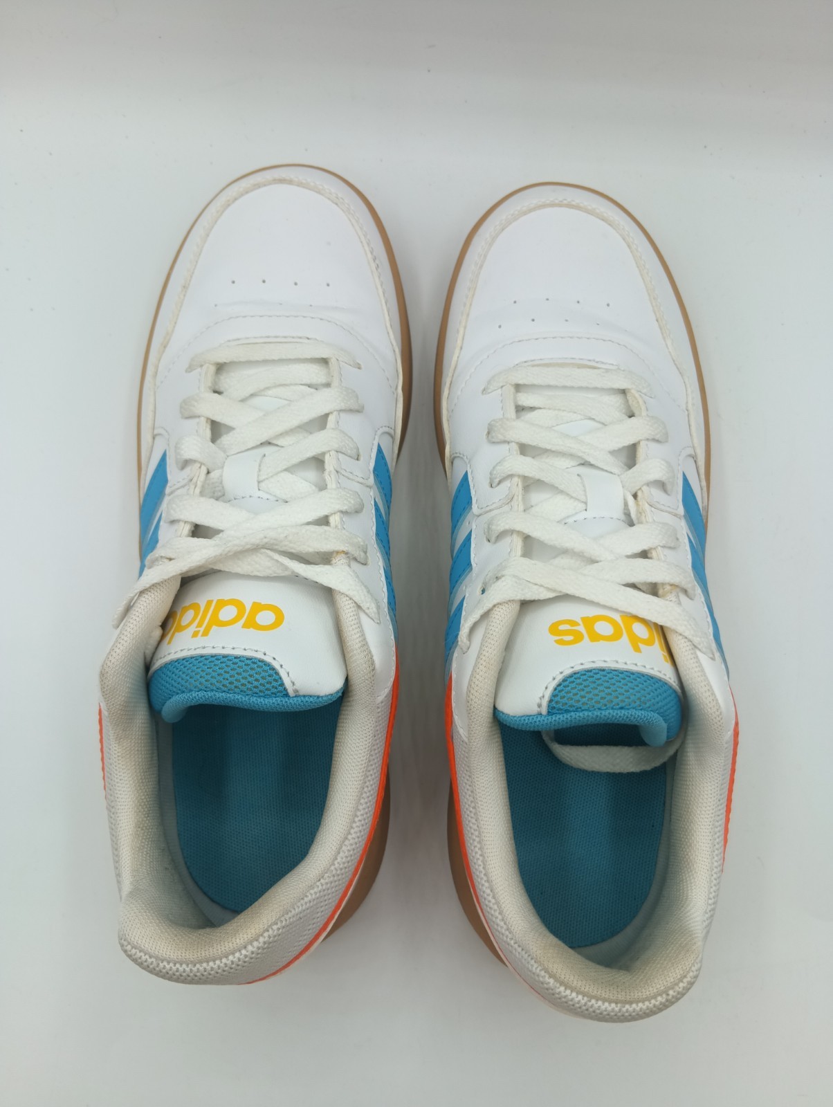 Adidas Hoops 3.0 Low Youth Size 7 White, Blue, Orange HP9047