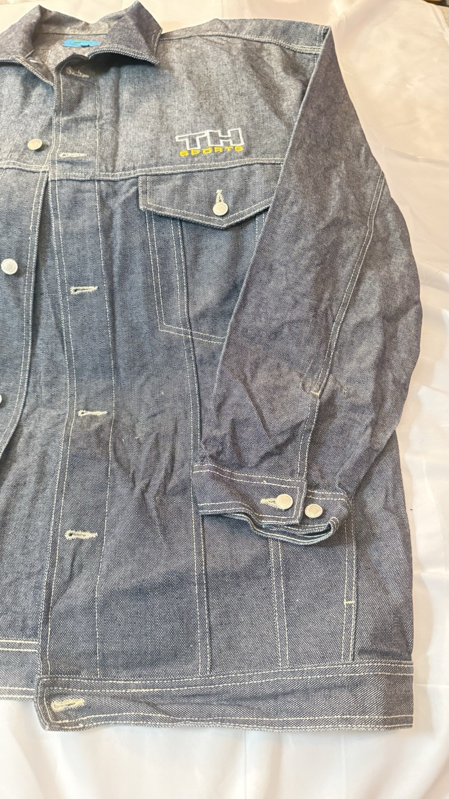 Tommy “Sports” Jacket Vintage 90s Mens Large Blue Denim THJ 85 Buttons XL 3