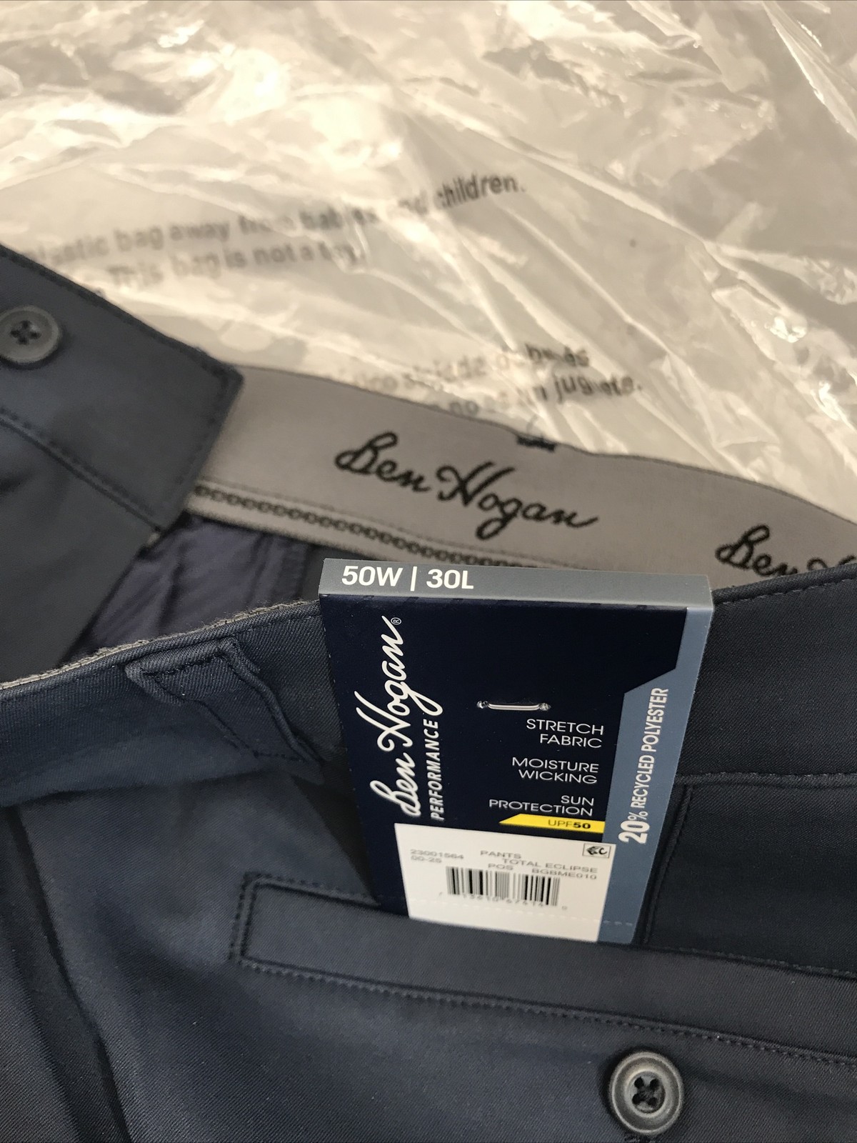 Ben Hogan Mens Performance Pants Stretch Fabric Size 50×30 Navy New
