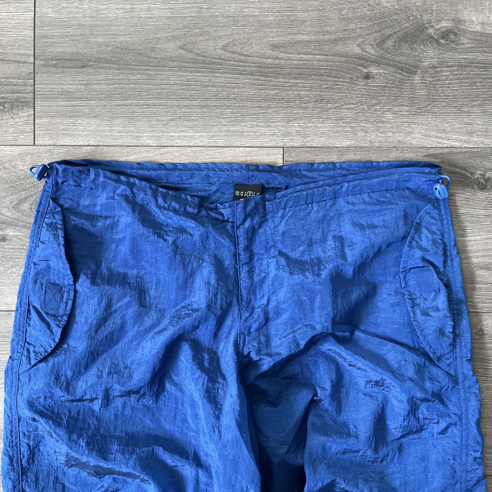 iets frans… Baggy Parachute Pants Mens M 100% Nylon Blue