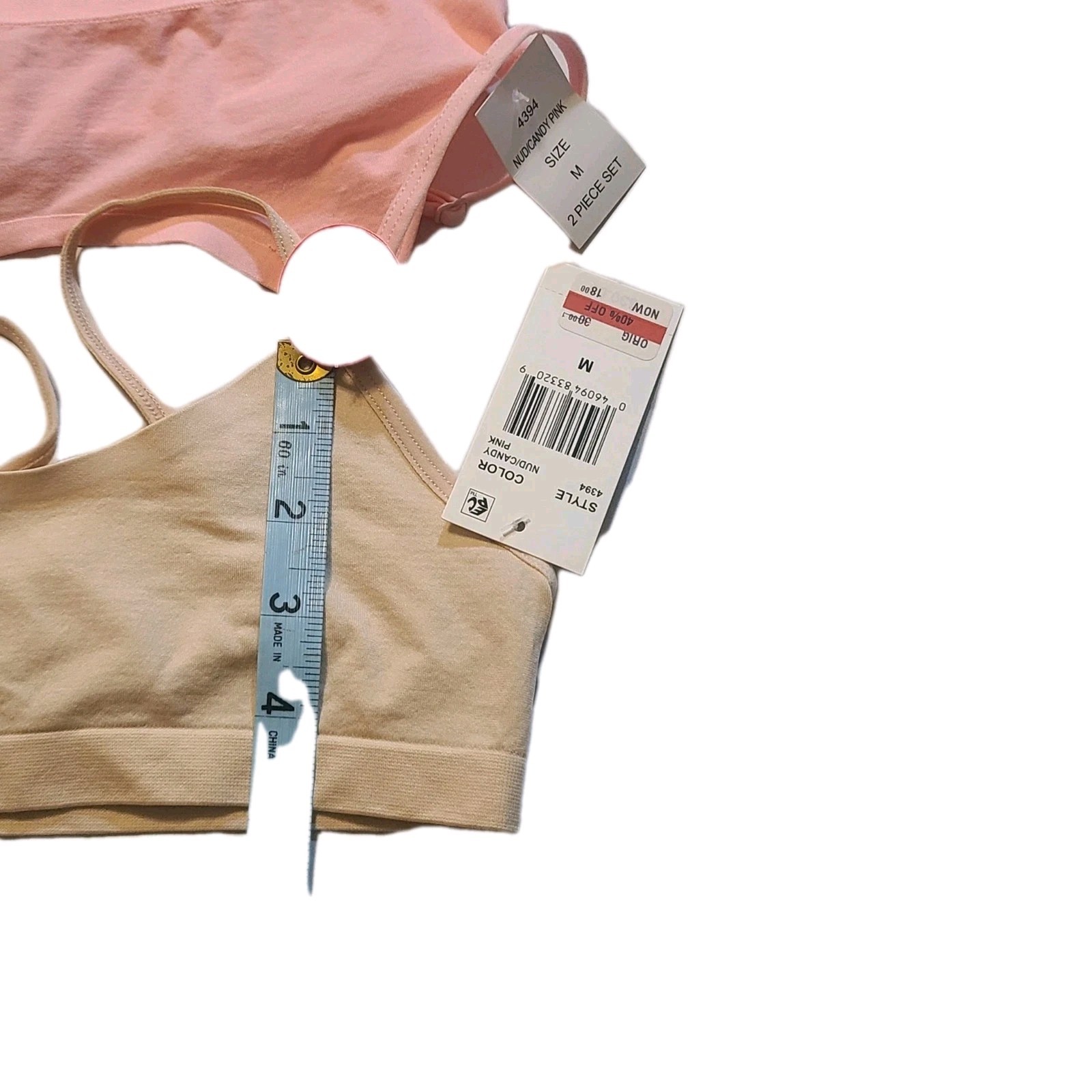 Maidenform Girls Candy Pink/Nude Bralette Bra 2 Piece Set Medium NWT