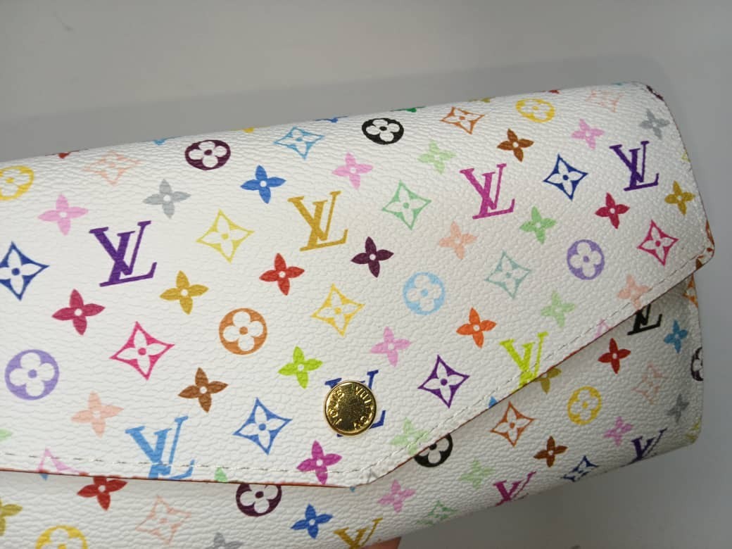 Louis Vuitton White Multicolor Takashi Murakami Sarah Long Wallet Pink Interior